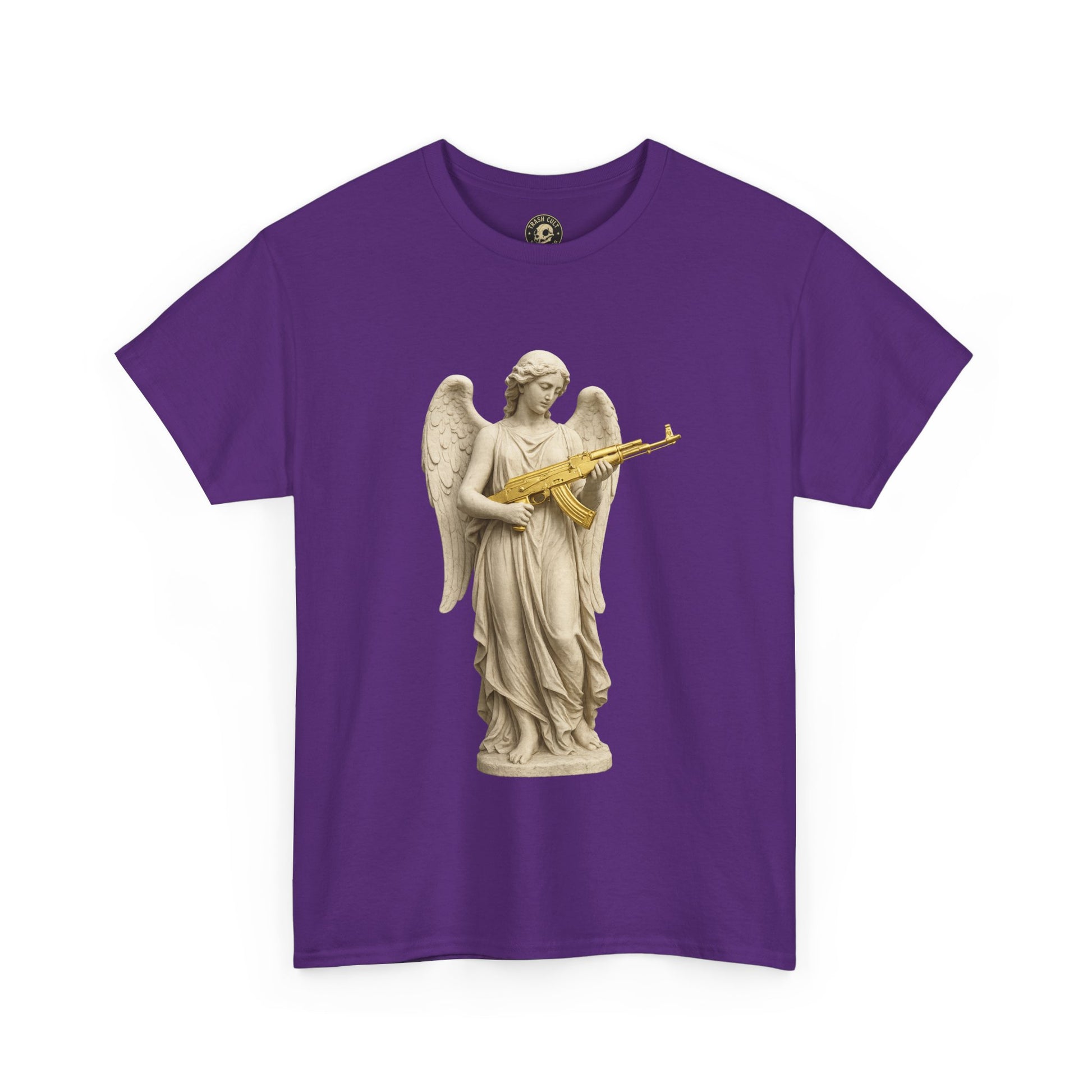 Marble Angel with Gold AK-47 T-Shirt – Gildan 5000 Divine Chaos Tee