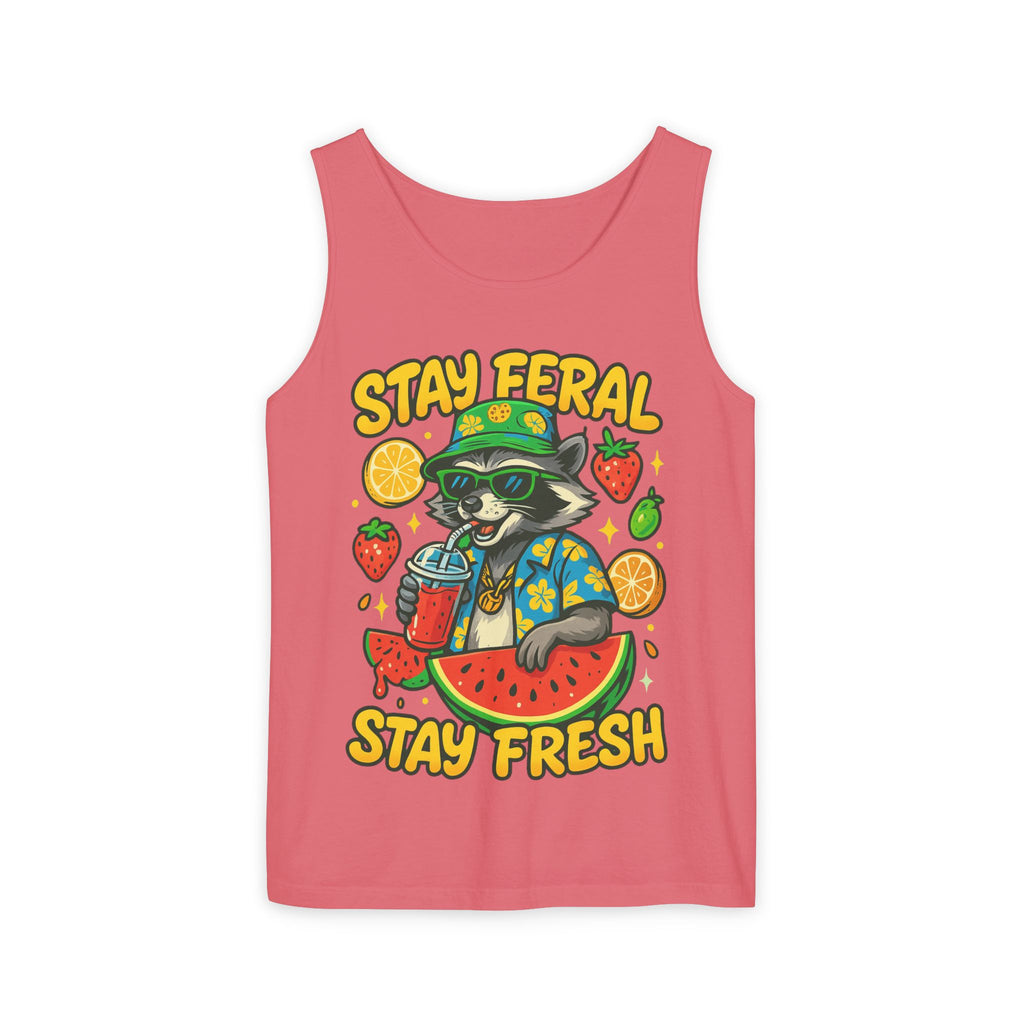 Stay Feral Stay Fresh Tank Top, Summer Apparel, Unisex Graphic Tee, Beachwear, Fun Gift for Animal Lovers