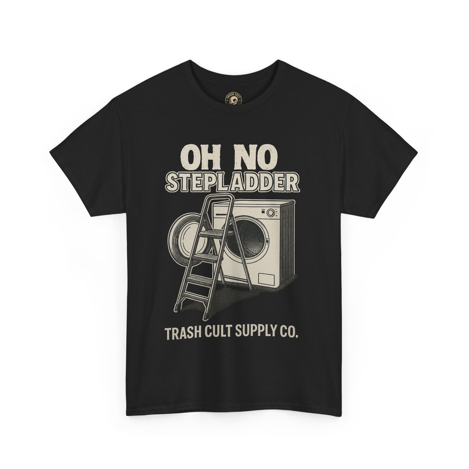 Funny Vintage Unisex Heavy Cotton Tee - OH NO STEP LADDER, Humorous Gift, Casual Wear, Funny Shirt, Novelty T-Shirt