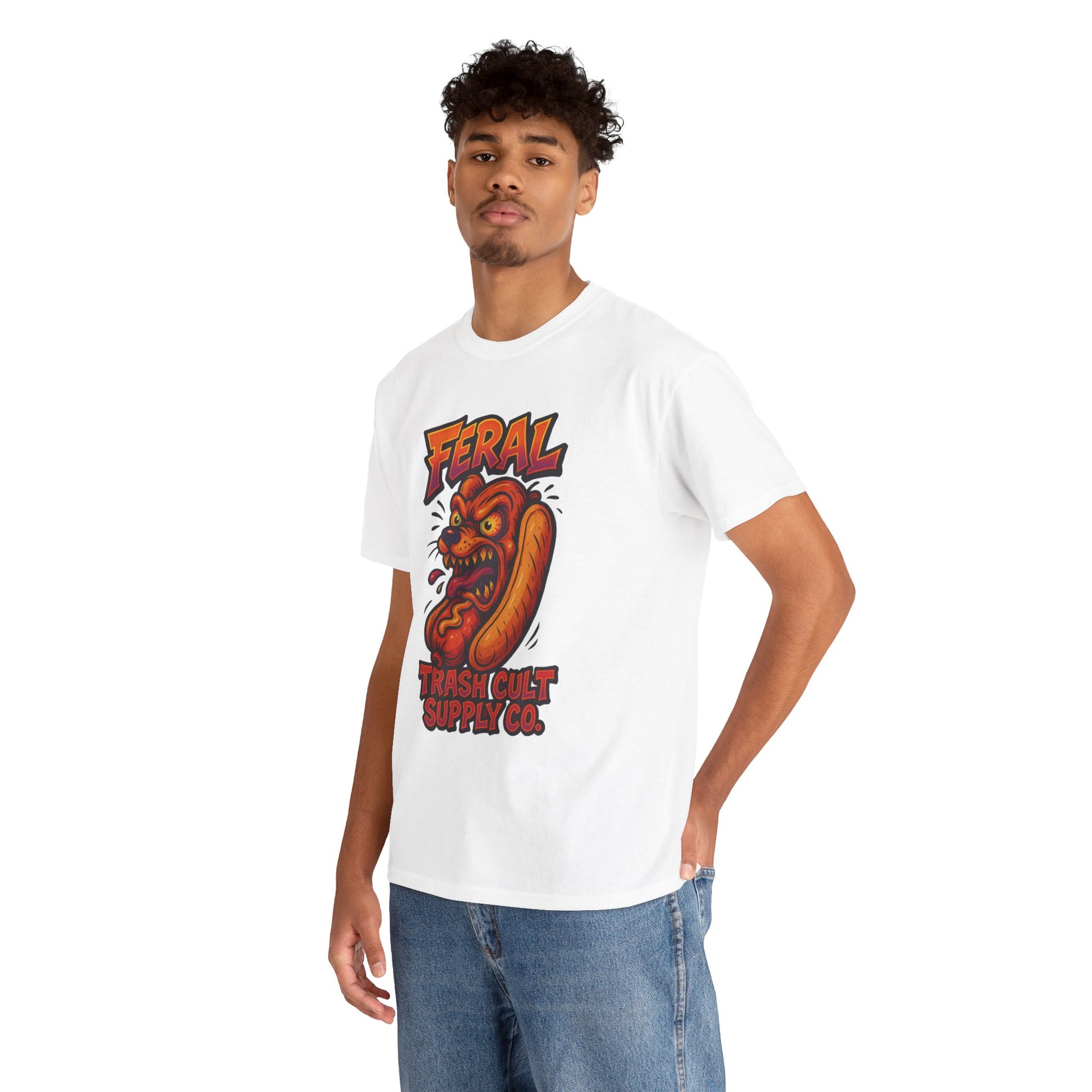 Feral Hot Dog Shirt – Bold Trashcore Art Tee | Trash Cult Supply Co | Gildan 5000 Unisex Fit