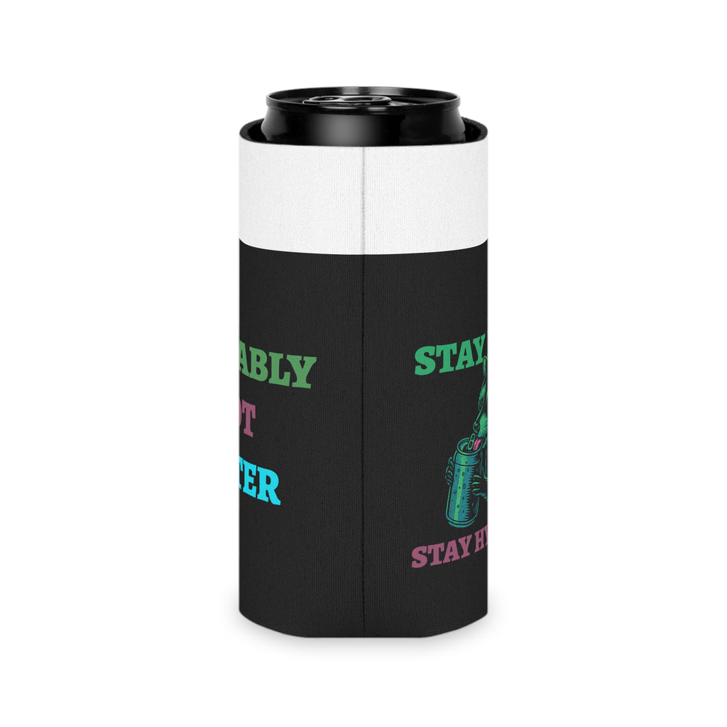 Stay Feral Stay Hydrated Can Cooler – Funny Raccoon Koozie, “Probably Not Water” + “Stay Weird” Slogan