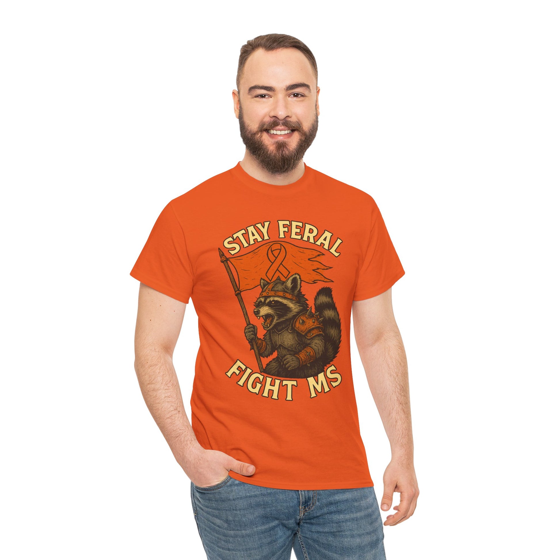 Stay Feral Fight MS Raccoon warrior shirt