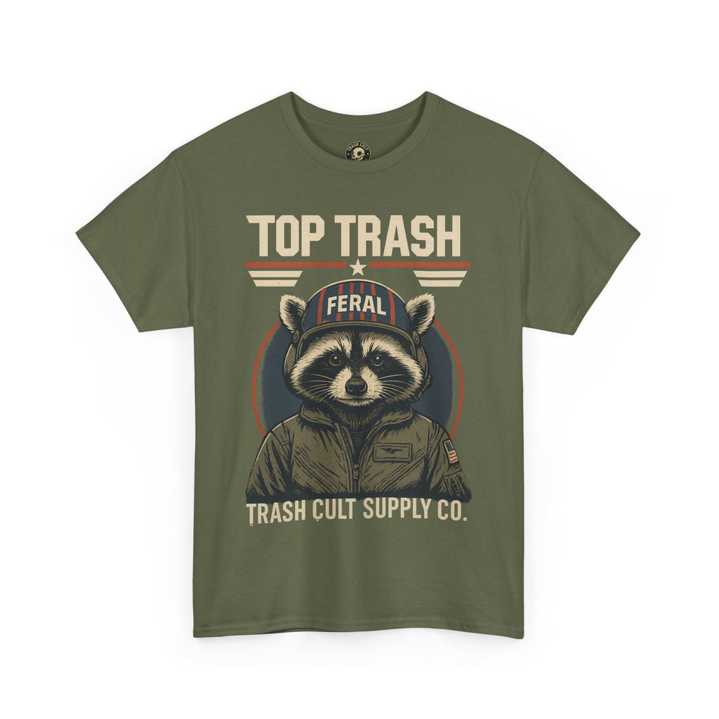 Feral Top Trash Raccoon Pilot Shirt – Trash Cult Supply Co. Parody Tee