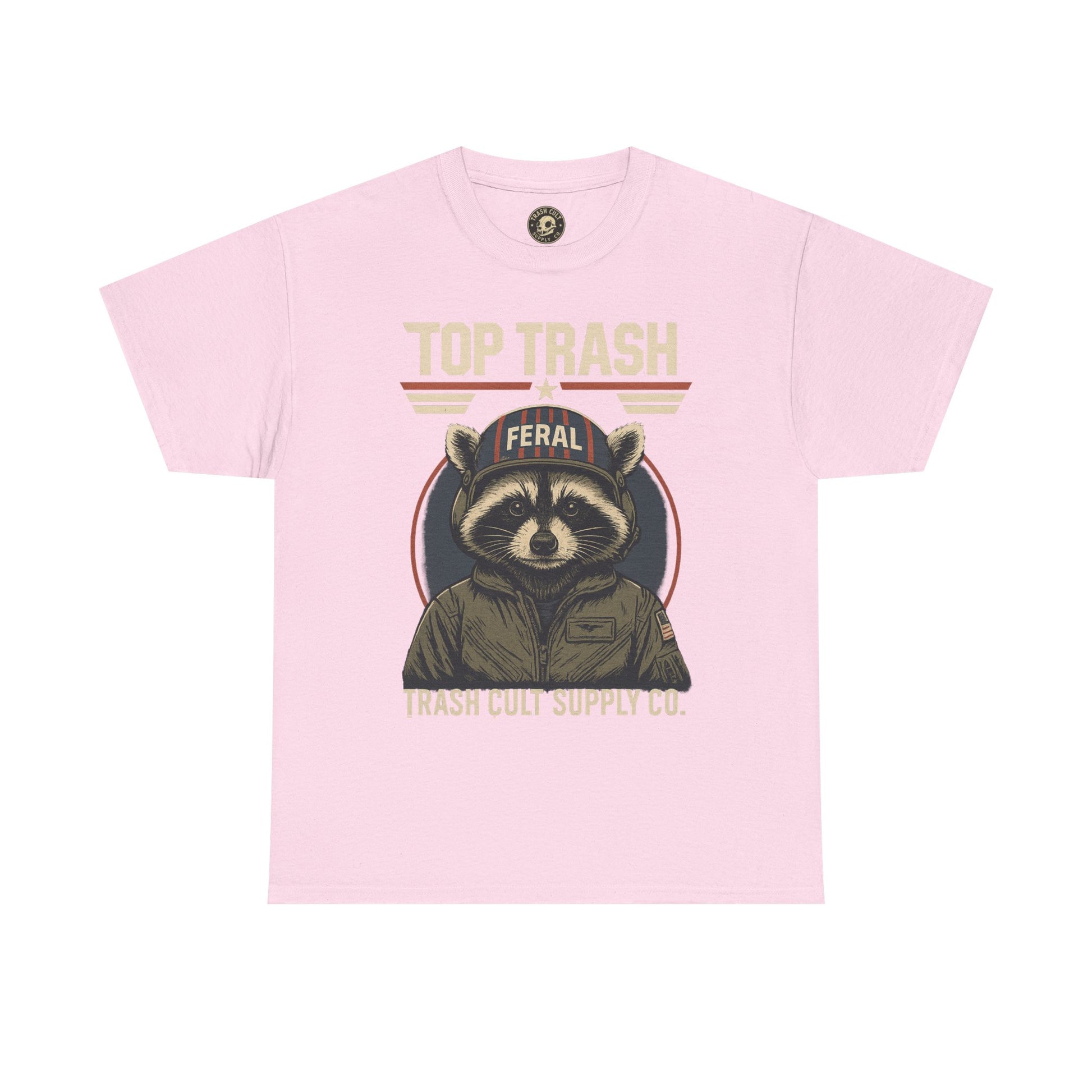 Feral Top Trash Raccoon Pilot Shirt – Trash Cult Supply Co. Parody Tee