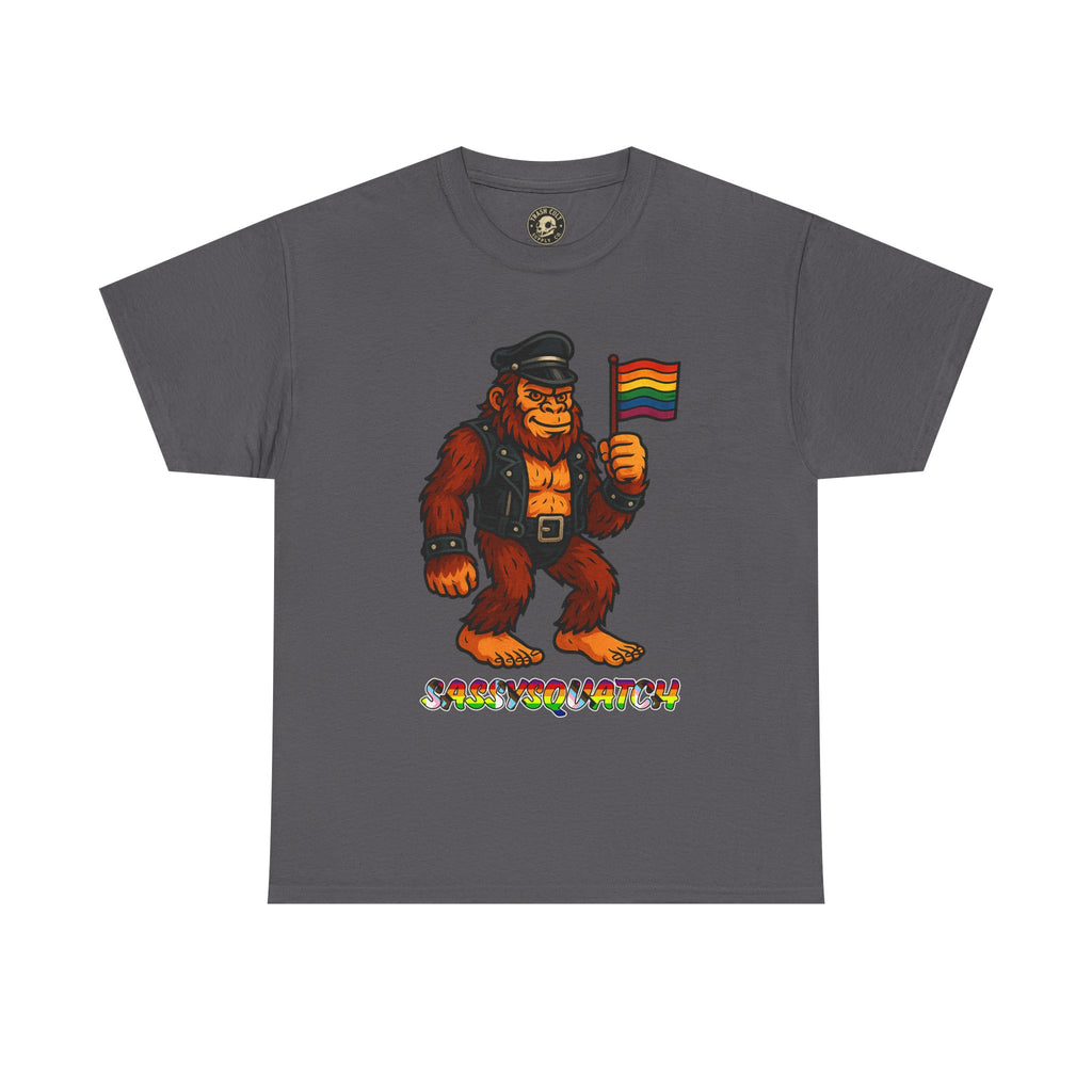 Sassysquatch Graphic Tee – Funny Bigfoot Pride Shirt – LGBTQ Leather Bear T-Shirt – Gildan 5000 Unisex Cotton Tee