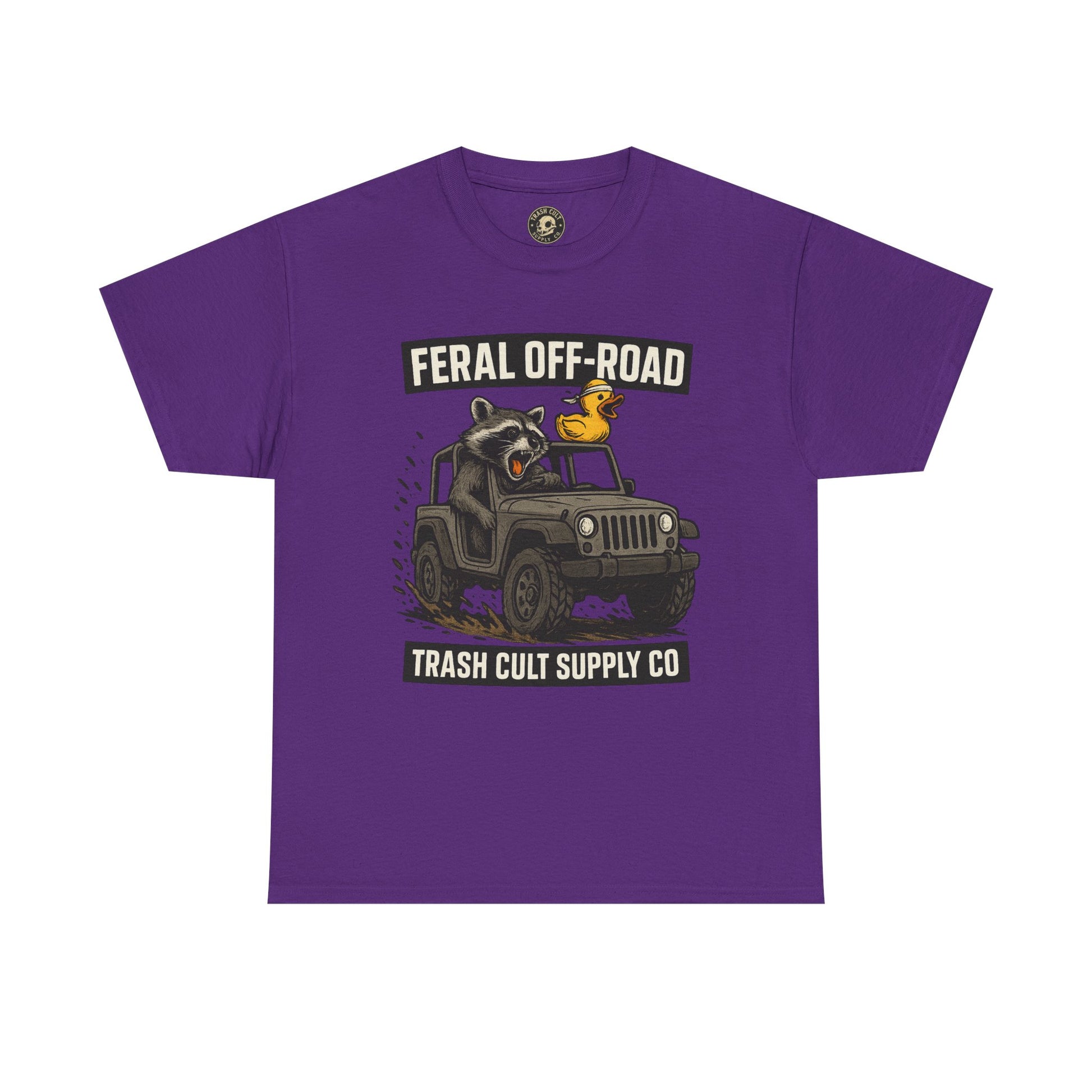 Feral Off-Road Raccoon Jeep Shirt – Mud Slinging Chaos | Trash Cult Supply Co | Gildan 5000 Tee