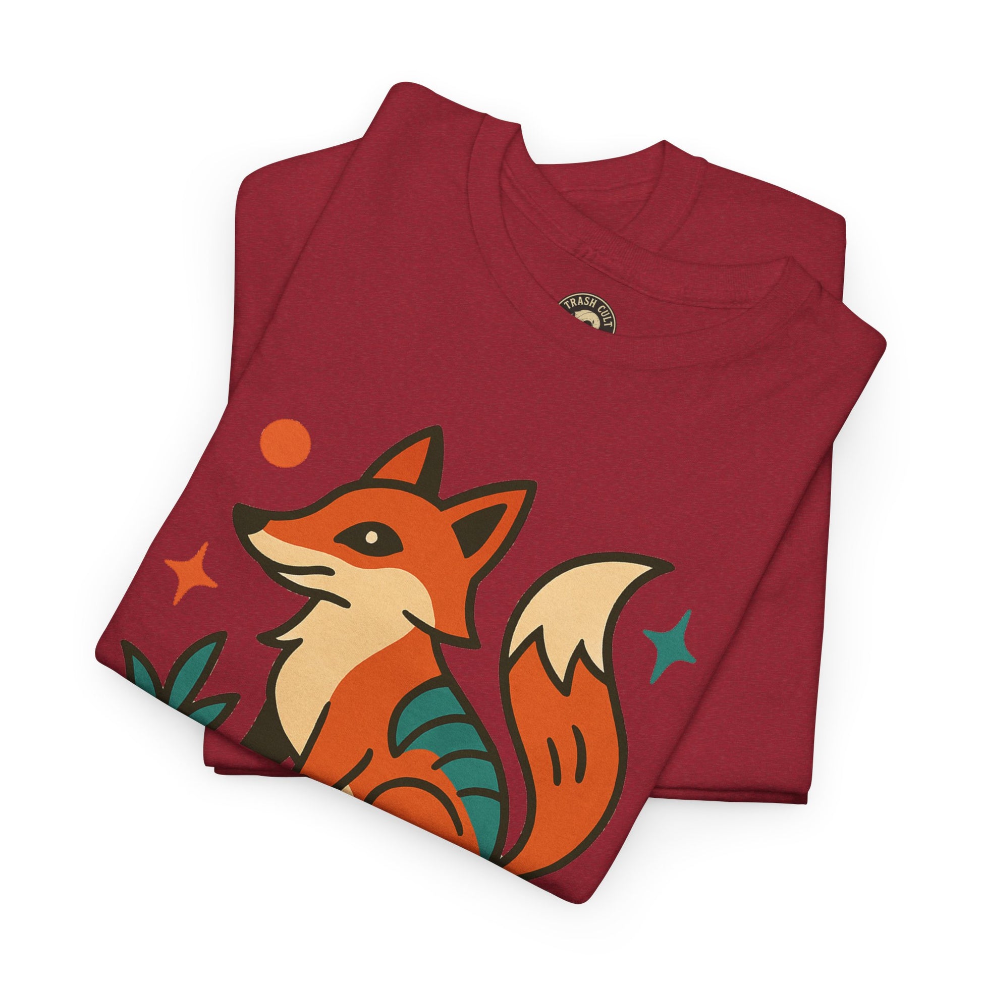 Trash Cult Fox Unisex Heavy Cotton Tee - Eco-Friendly Fashion Statement, Perfect for Nature Lovers, Casual Wear, Gifts, and Festivals