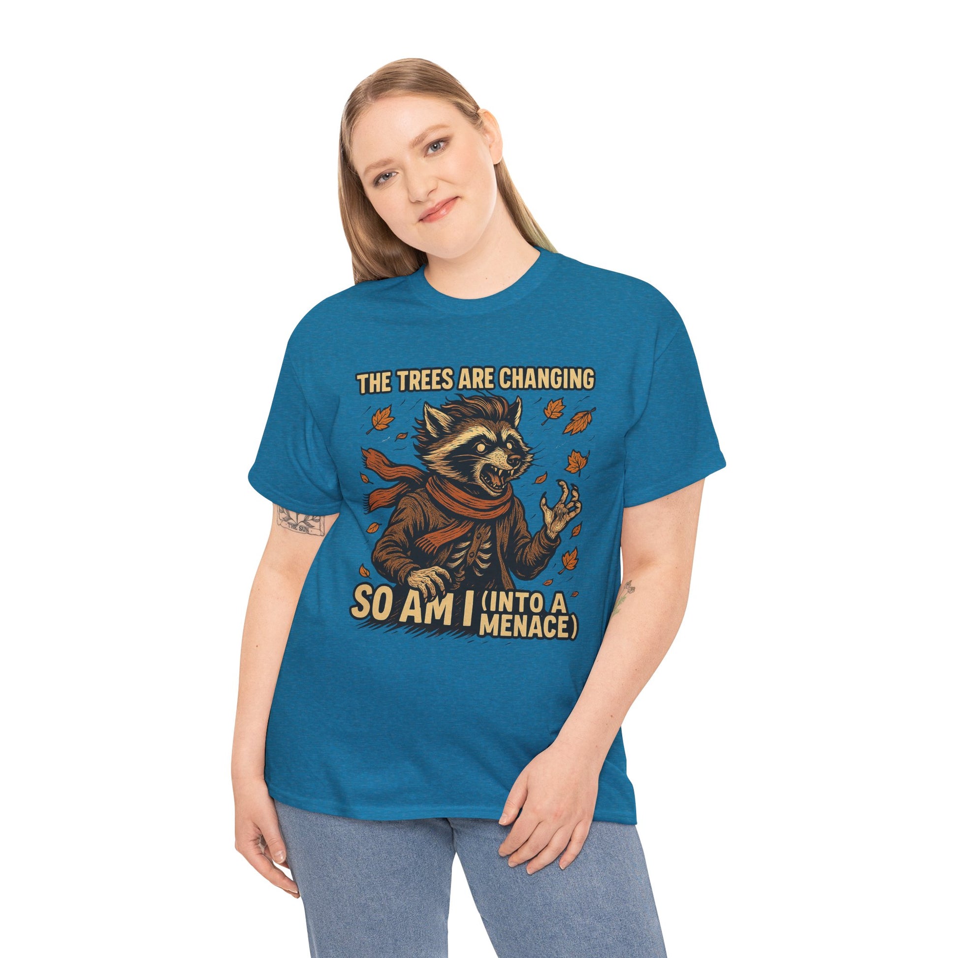 So Am I (Into a Menace) Shirt – Raccoon Transformation Fall Tee – The Trees Are Changing T-Shirt – Fall of Humanity Collection – Trash Cult Supply Co.