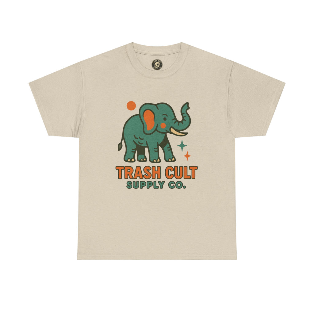 Trash Cult Elephant Unisex Heavy Cotton Tee, Eco-Friendly Shirt, Cool Casual Tee, Gift for Animal Lovers, Vintage Style T-Shirt