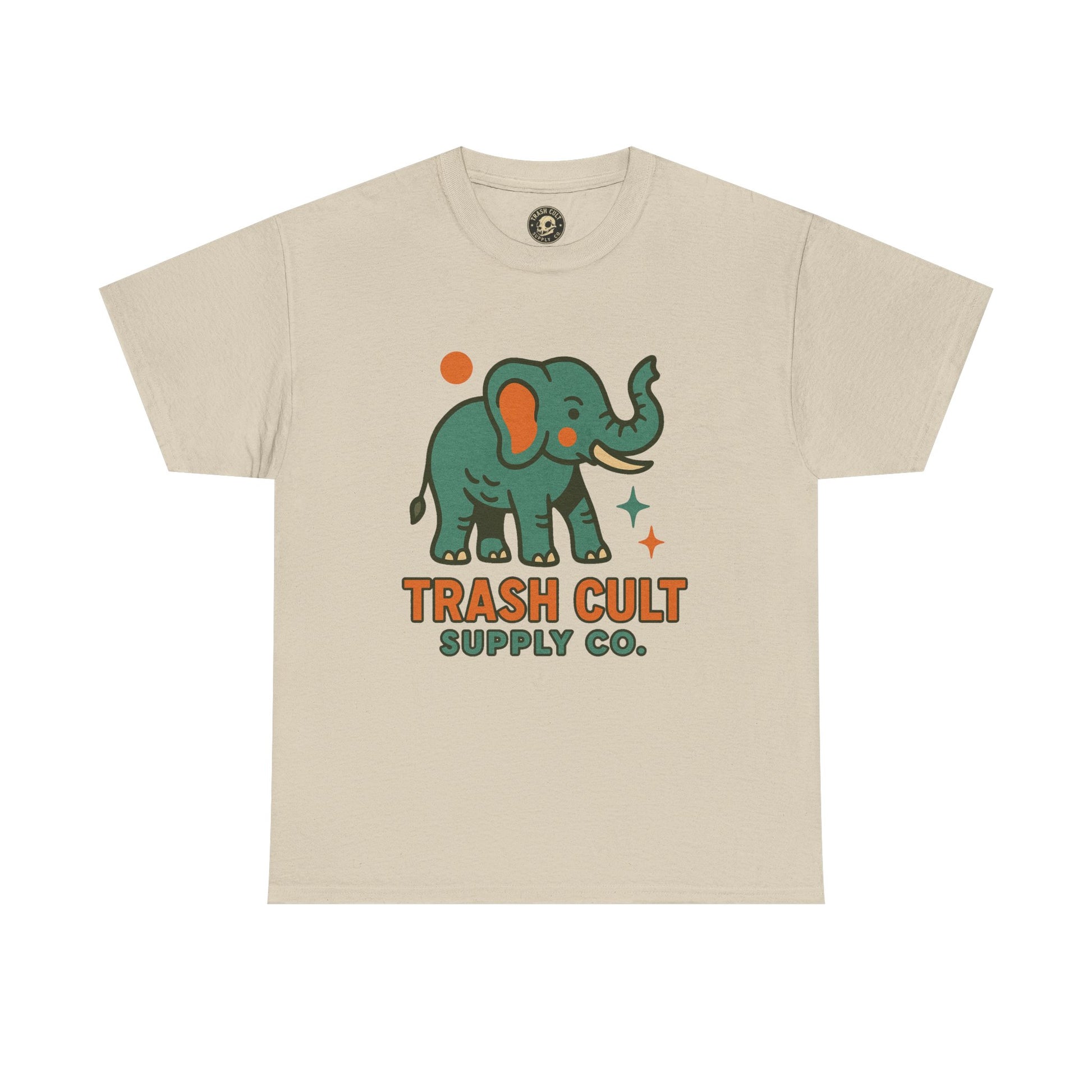 Trash Cult Elephant Unisex Heavy Cotton Tee, Eco-Friendly Shirt, Cool Casual Tee, Gift for Animal Lovers, Vintage Style T-Shirt