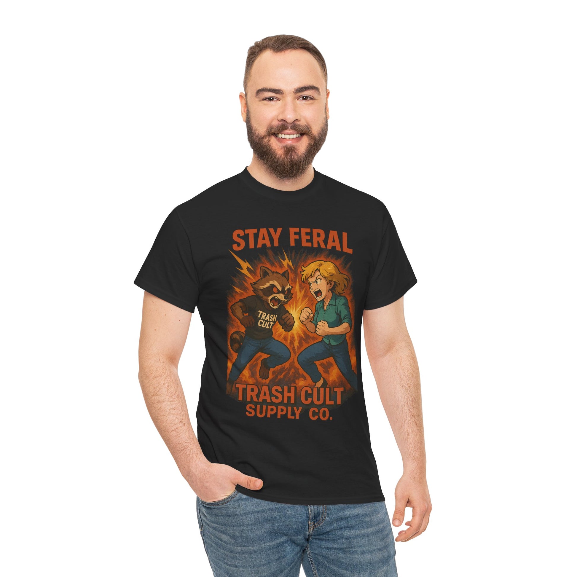 Stay Feral Anime Battle Shirt – Trash Cult Supply Co. | Gildan 5000 Unisex Tee