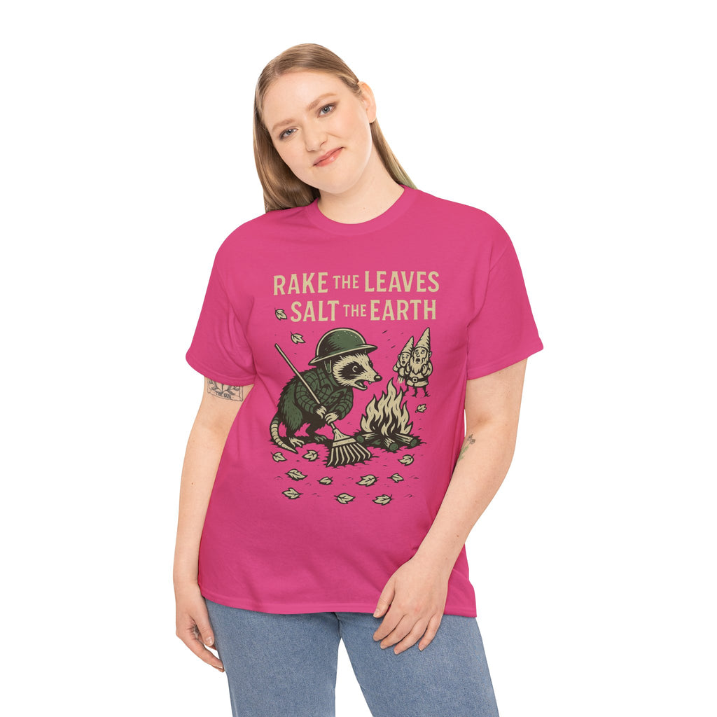 Rake the Leaves Salt the Earth Shirt – Possum Yard Warfare Tee – Fall of Humanity Collection – Trash Cult Supply Co.