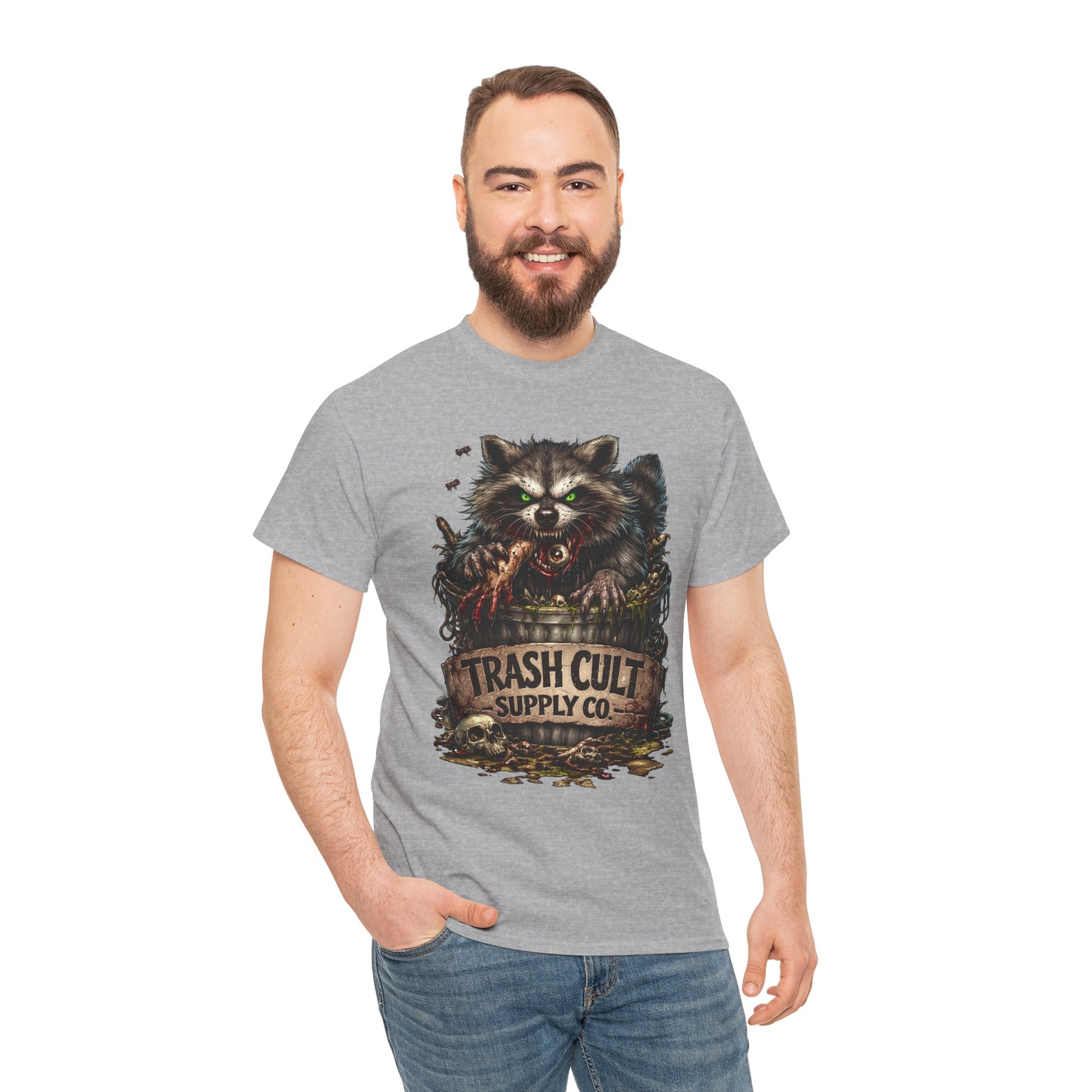 Raccoon 'Trash Cult Supply Co.' Graphic Tee — Vintage Grunge Animal Streetwear