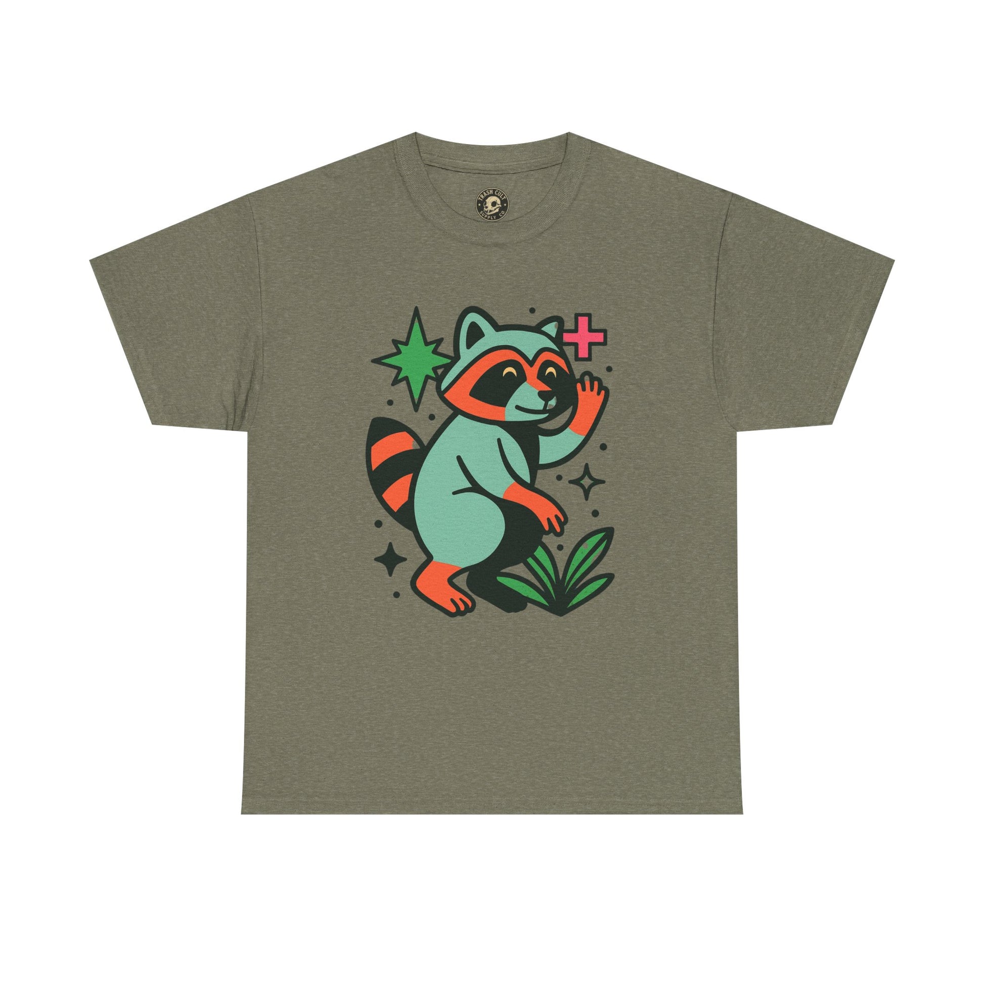Playful Raccoon Unisex Heavy Cotton Tee | Cute Animal Shirt for Nature Lovers, Graphic Tee, Gift for Kids, Casual Wear, Eco-Friendly