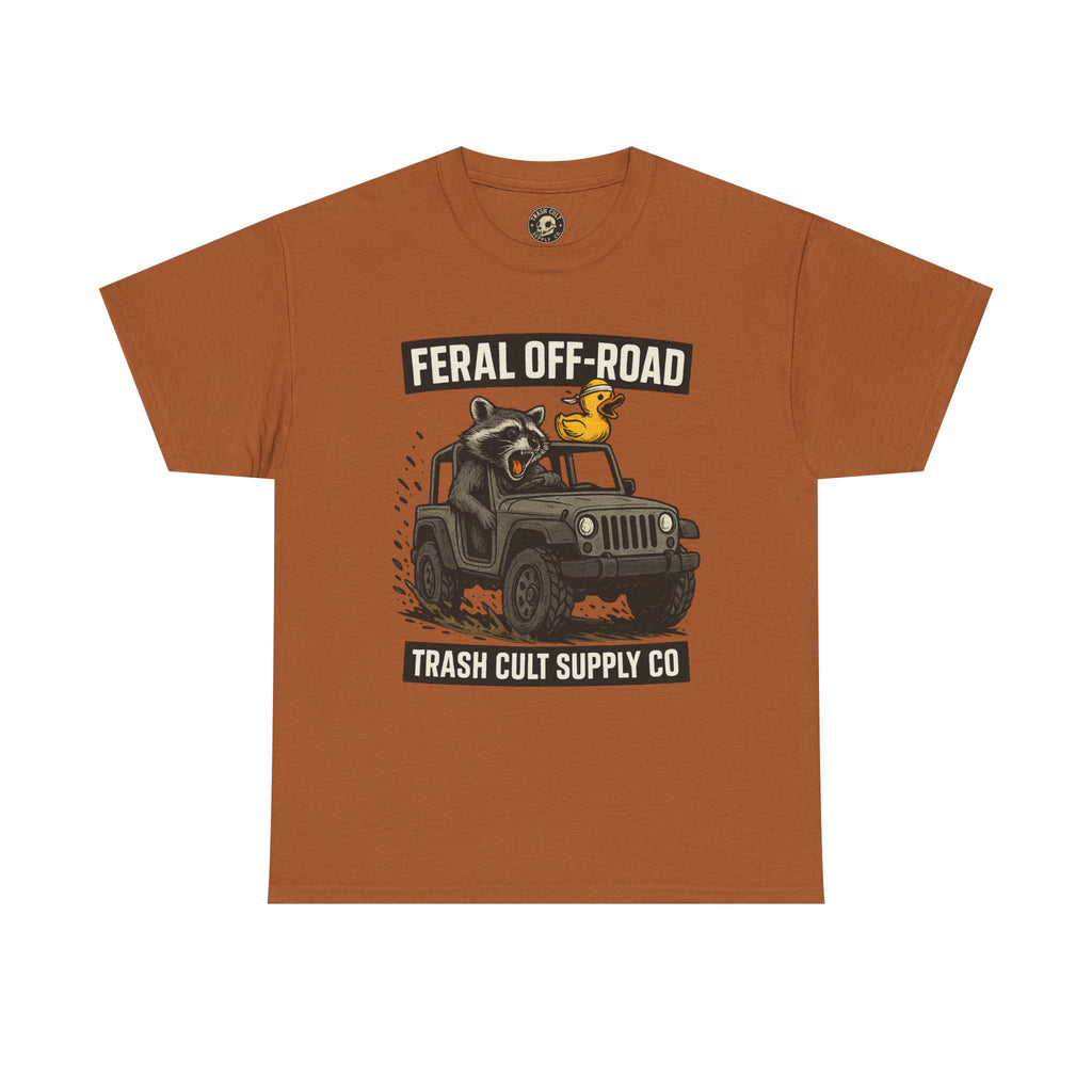 Feral Off-Road Raccoon Jeep Shirt – Mud Slinging Chaos | Trash Cult Supply Co | Gildan 5000 Tee