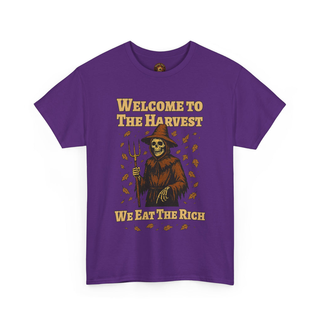 Eat the Rich Shirt – Welcome to the Harvest Skeleton Scarecrow Tee – Fall of Humanity Collection – Trash Cult Supply Co.