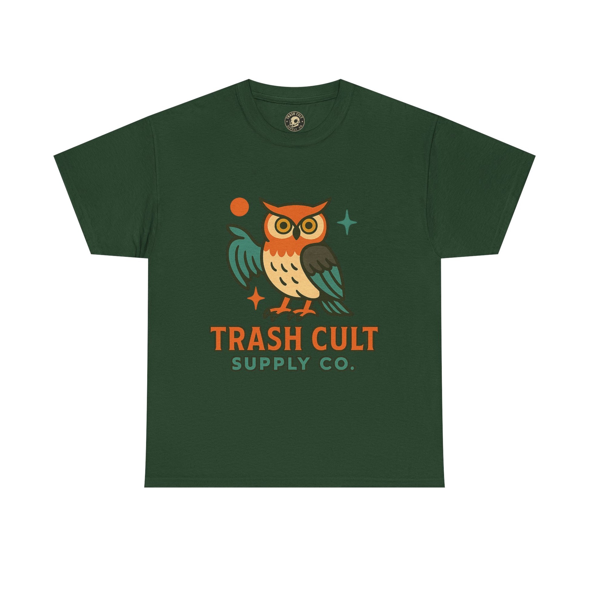 Vintage Owl Graphic Tee, Unisex Heavy Cotton Tee, Trash Cult Shirt, Nature Lover Gift, Eco-Friendly Apparel
