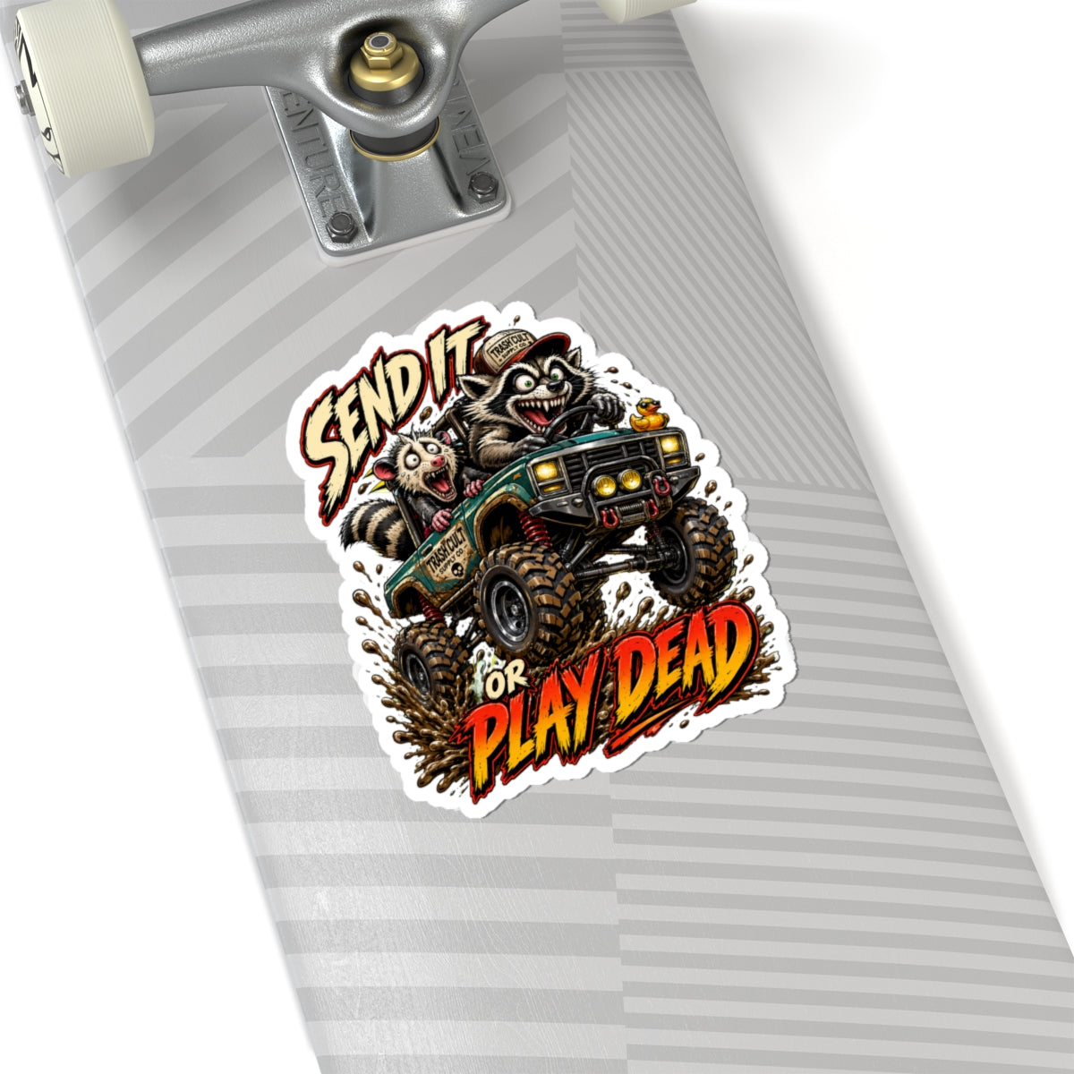 Send It or Play Dead Off-Road Sticker — Tough Raccoon Jeep Mud Racing Decal