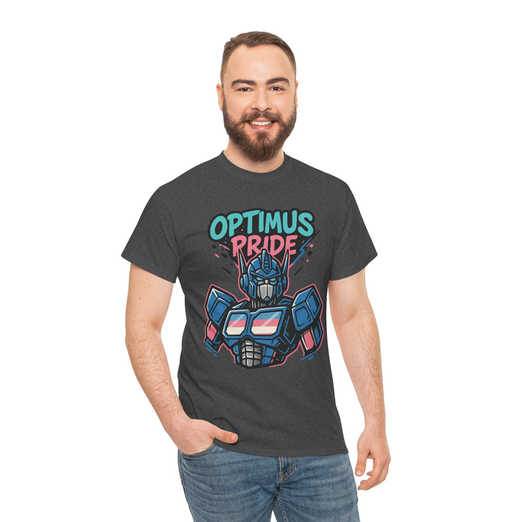 Optimus Pride T-Shirt – Trans Pride Robot Graphic Tee | Gildan 5000 Unisex Shirt