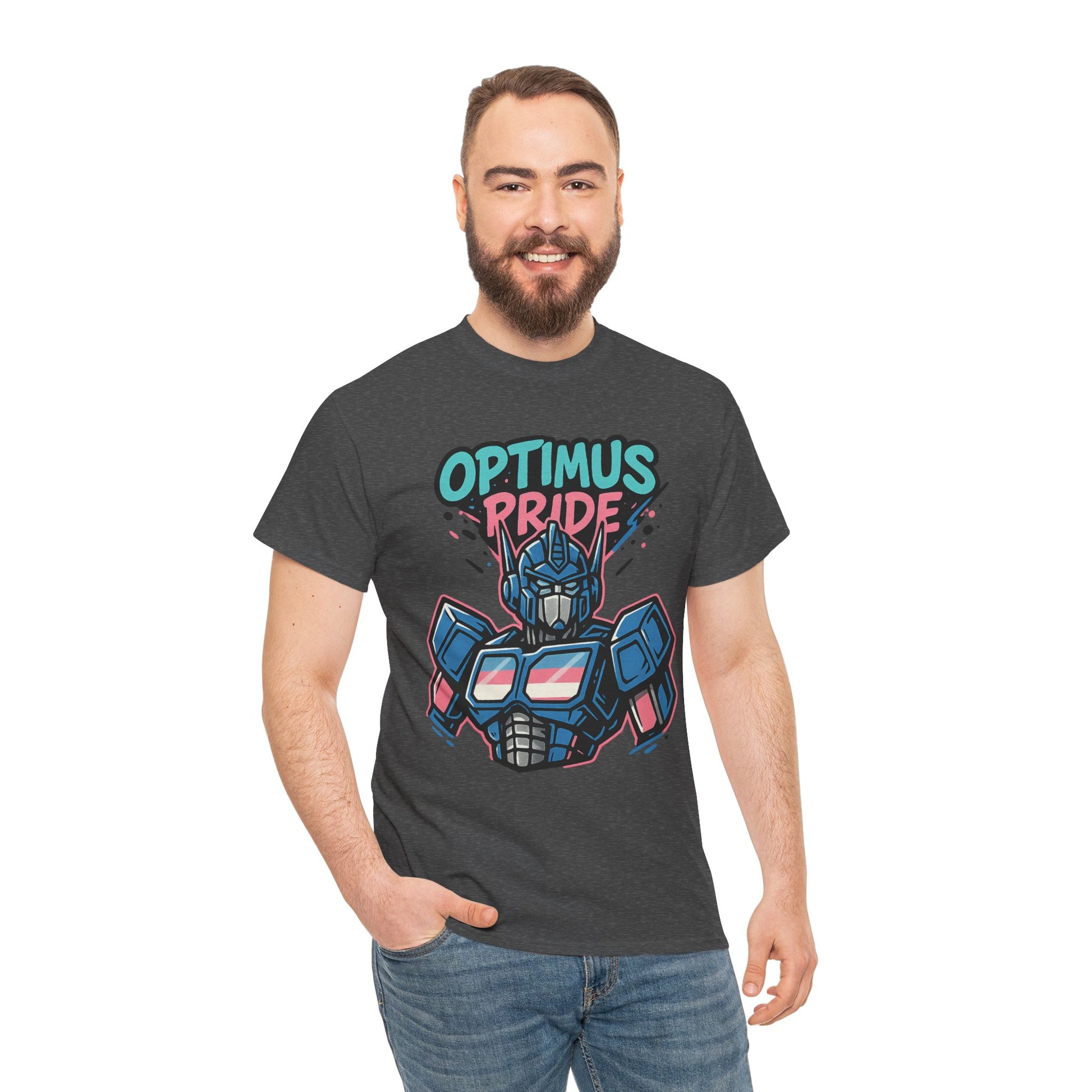 Optimus Pride T-Shirt – Trans Pride Robot Graphic Tee | Gildan 5000 Unisex Shirt