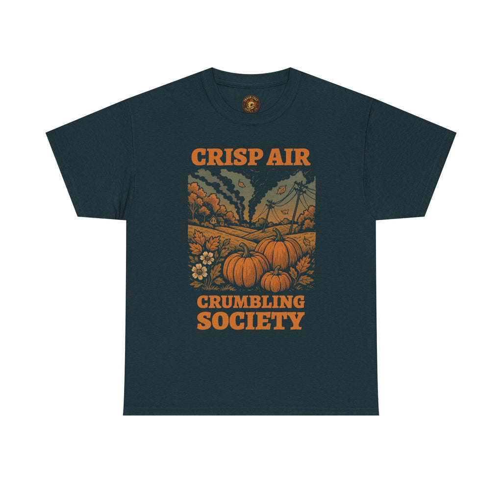 Crisp Air Crumbling Society Shirt – Dystopian Fall Pumpkin Tee – Fall of Humanity Collection – Trash Cult Supply Co.
