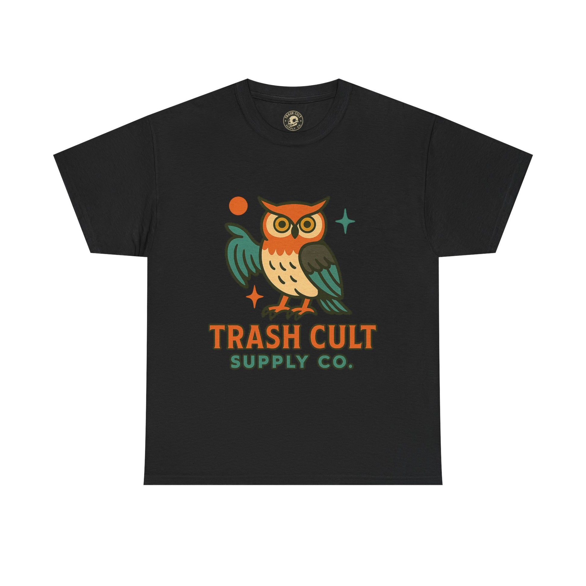 Vintage Owl Graphic Tee, Unisex Heavy Cotton Tee, Trash Cult Shirt, Nature Lover Gift, Eco-Friendly Apparel