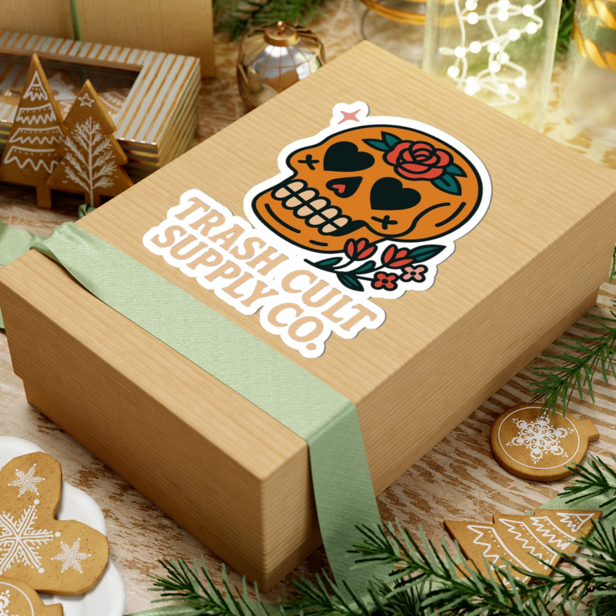 Eye-Catching Kiss-Cut Stickers for Unique Decor, Laptop, Water Bottles, Gifts, Trash Cult Supply Co. Skull Design