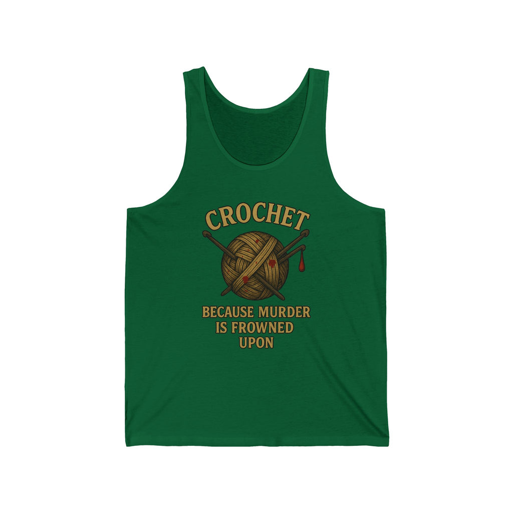 Crochet Humor Unisex Jersey Tank - Perfect Gift for Crafters, Summer Wear, DIY Lovers, Funny Crochet Lovers, Crafter's Apparel