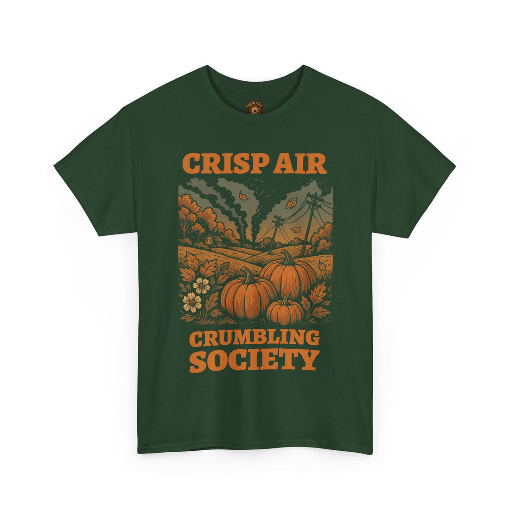 Crisp Air Crumbling Society Shirt – Dystopian Fall Pumpkin Tee – Fall of Humanity Collection – Trash Cult Supply Co.