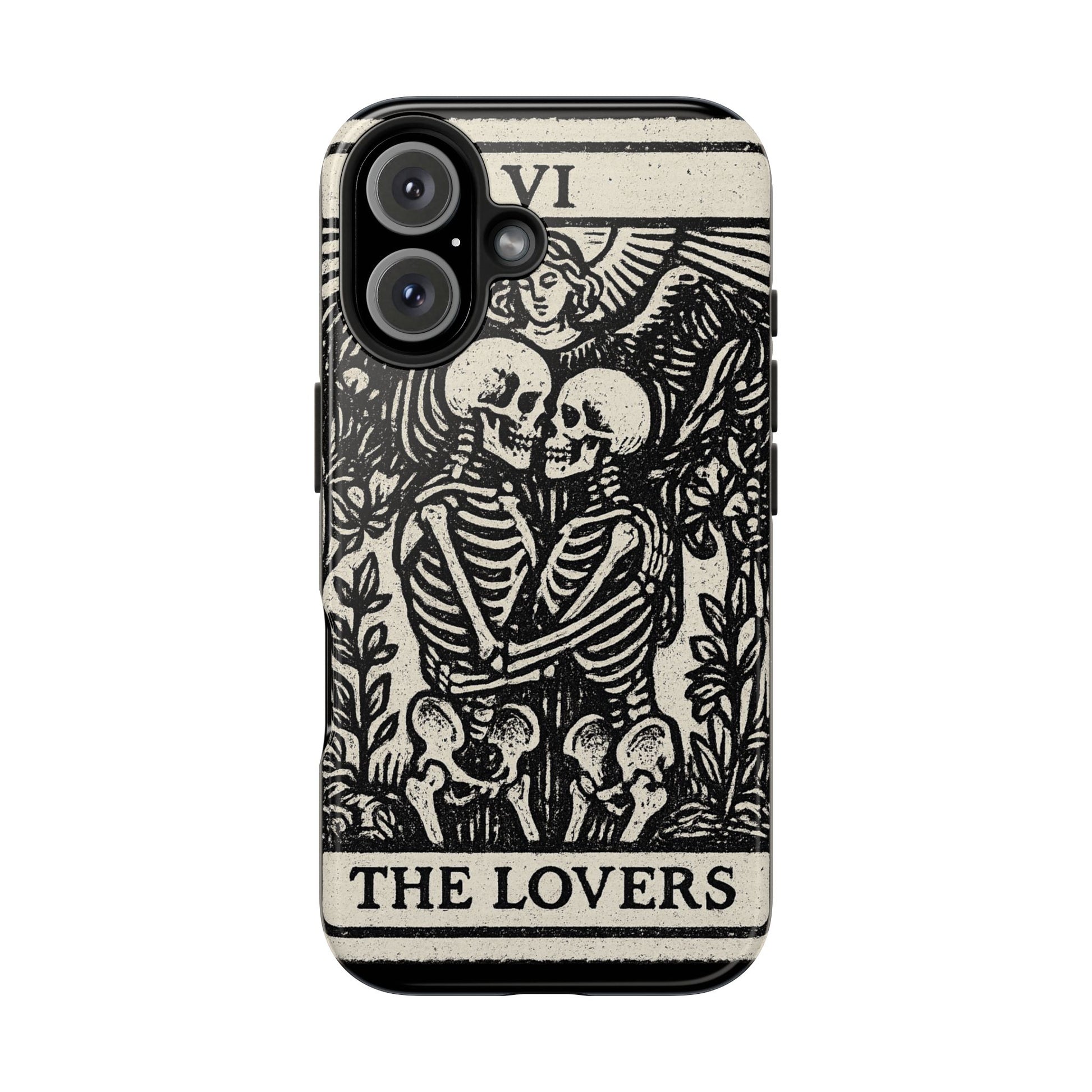 Tough Phone Case with Skeleton Lovers Design, Gothic Phone Cover, Unique Couples Gift, Halloween Accessory, Edgy Tech Design