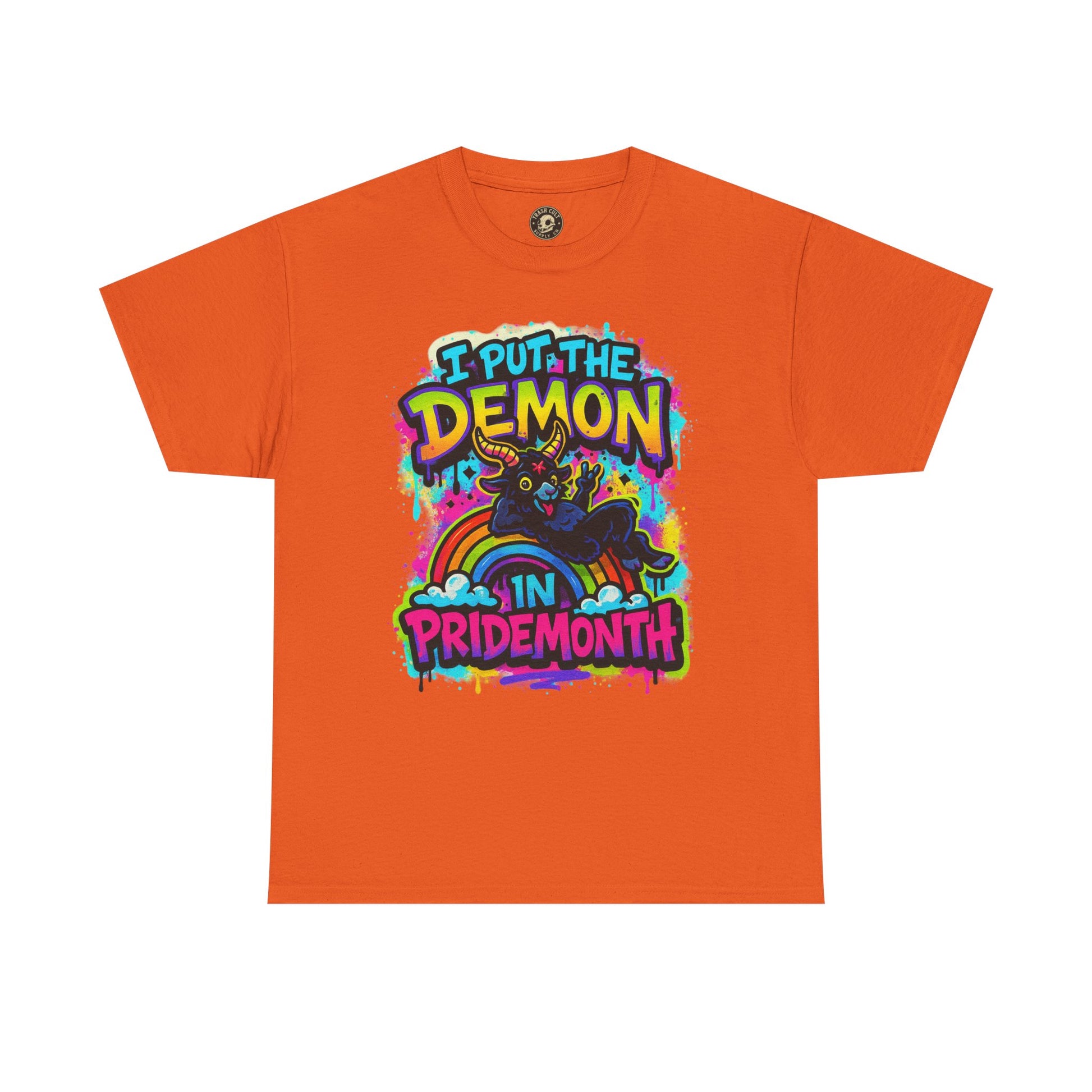 Pride Month Unisex Tee - I Put the Demon in Pride Month, LGBTQ+ Apparel, Rainbow Shirt, Festival Wear, Gift for Allies & Activists
