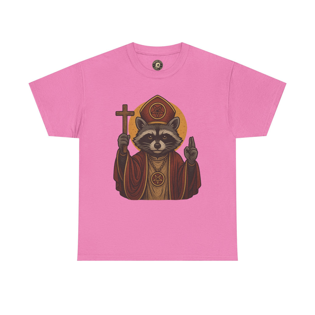 Holy Raccoon Pope Shirt – Funny Cult Priest Graphic Tee – Gildan 5000 Unisex