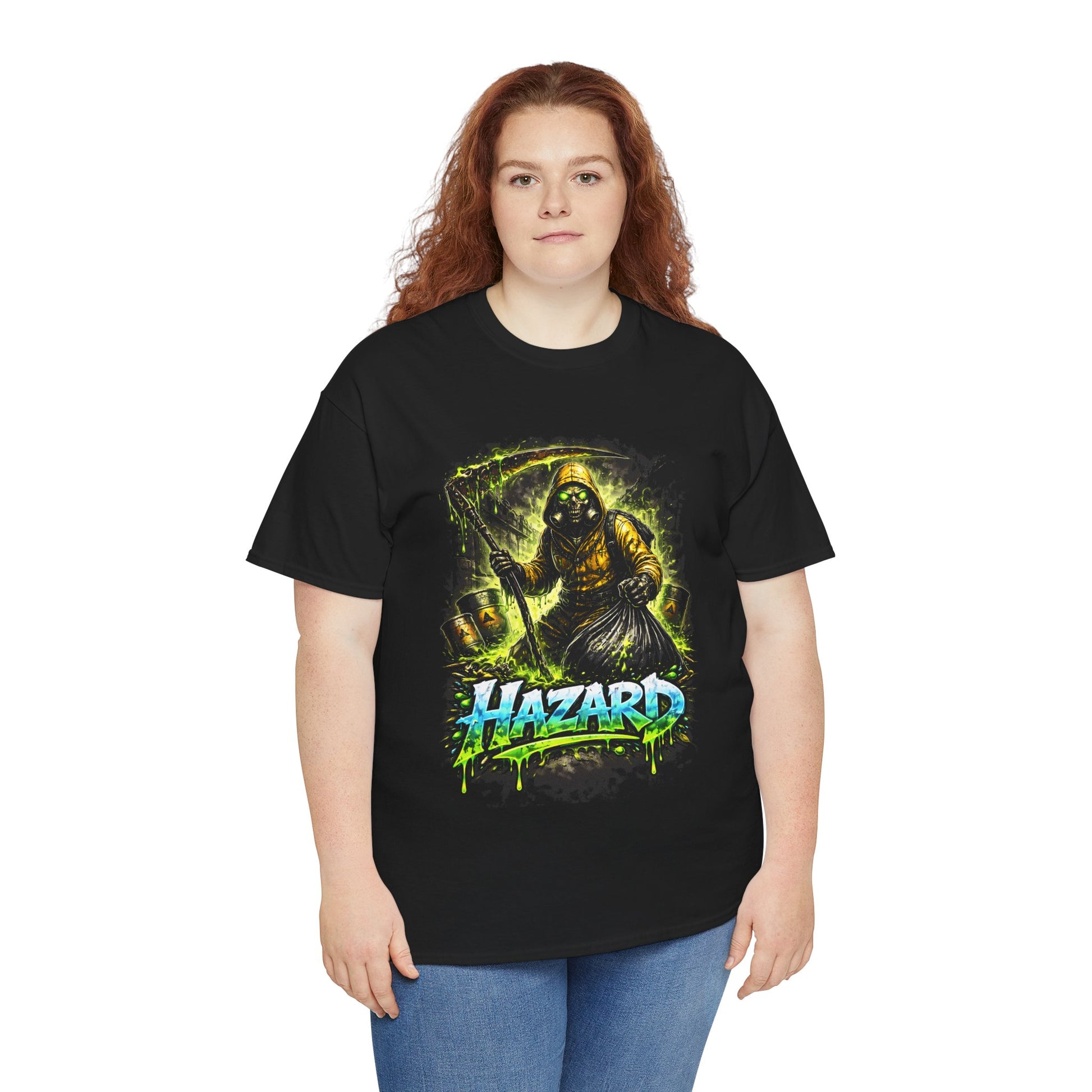Hazard Scarecrow Graphic Tee — Neon Toxic Horror T‑Shirt