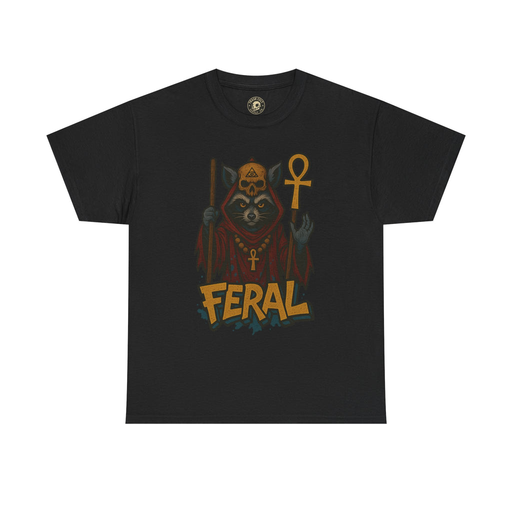 FERAL Raccoon Cult Leader Shirt – Graffiti Style Streetwear Tee | Bold Trashcore Design on Gildan 5000