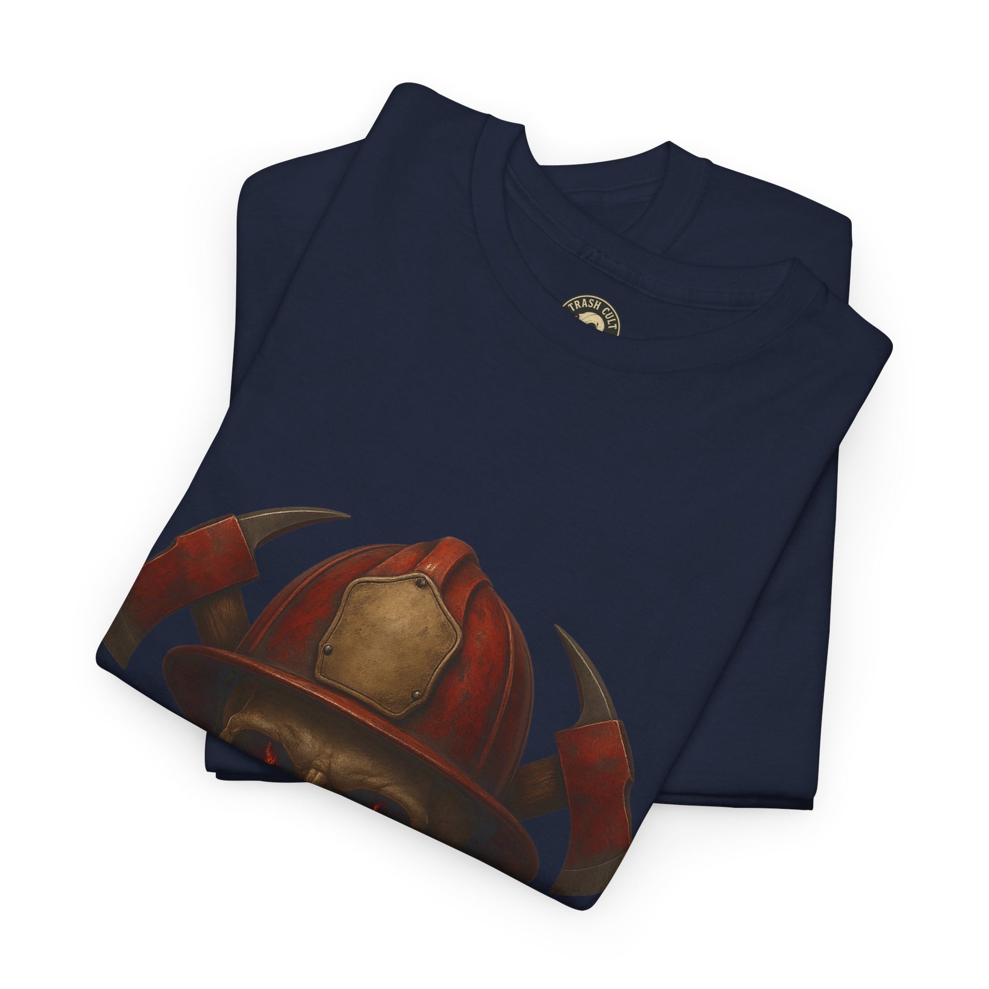 Skull Firefighter Tee, Unisex Heavy Cotton Shirt, Firefighter Gift, Halloween Costume T-Shirt, Unique Graphic Tee, Casual Wear