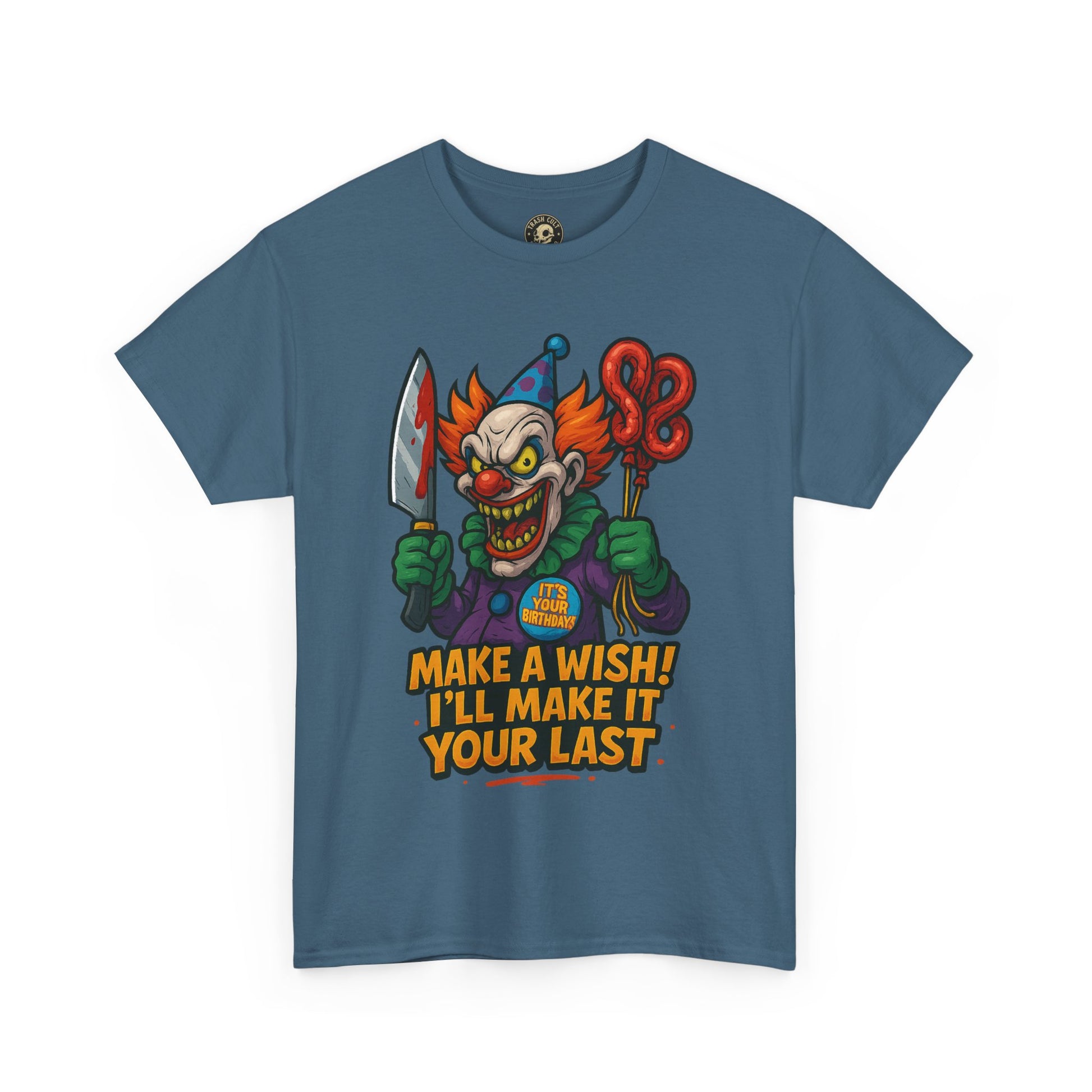 Creepy Clown Tee - Halloween Costume Shirt, Unisex Heavy Cotton Tee, Spooky Graphic Tee, Gag Gift, Horror Fan Apparel