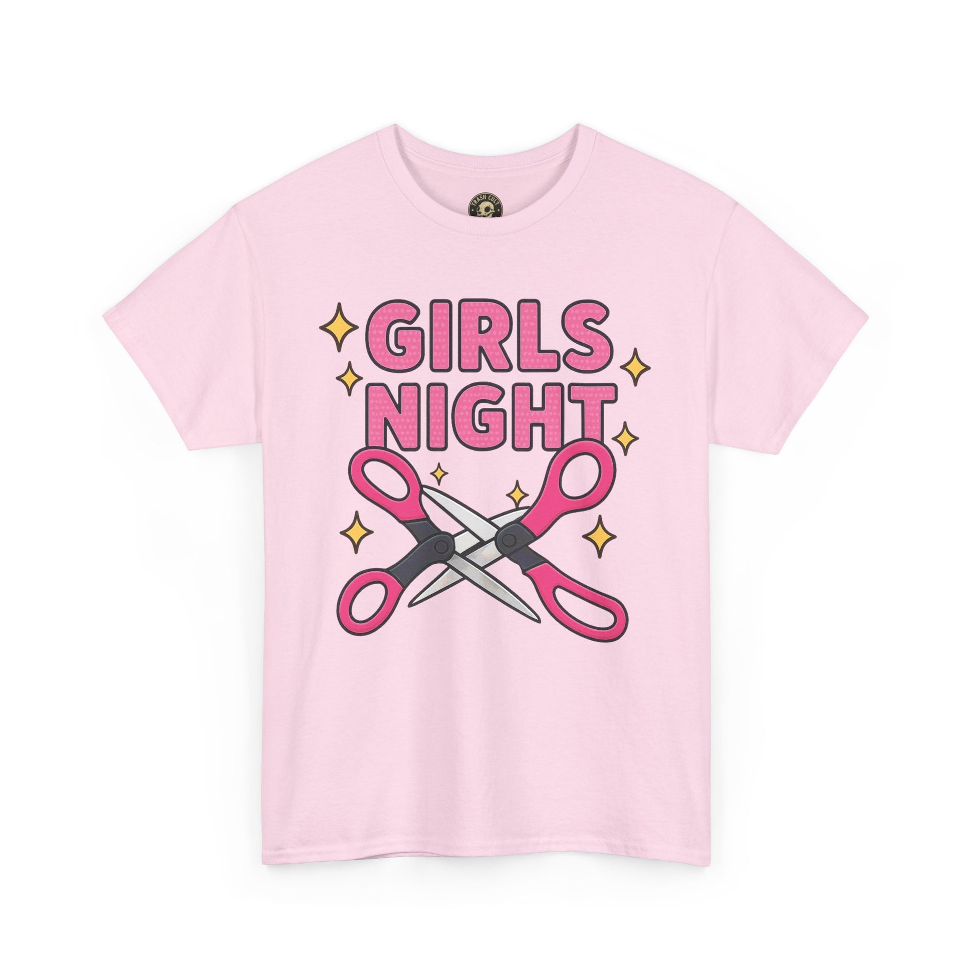 Funny Girls Night Shirt – Lesbian Humor Tee – Pink Scissors Graphic on Gildan 5000