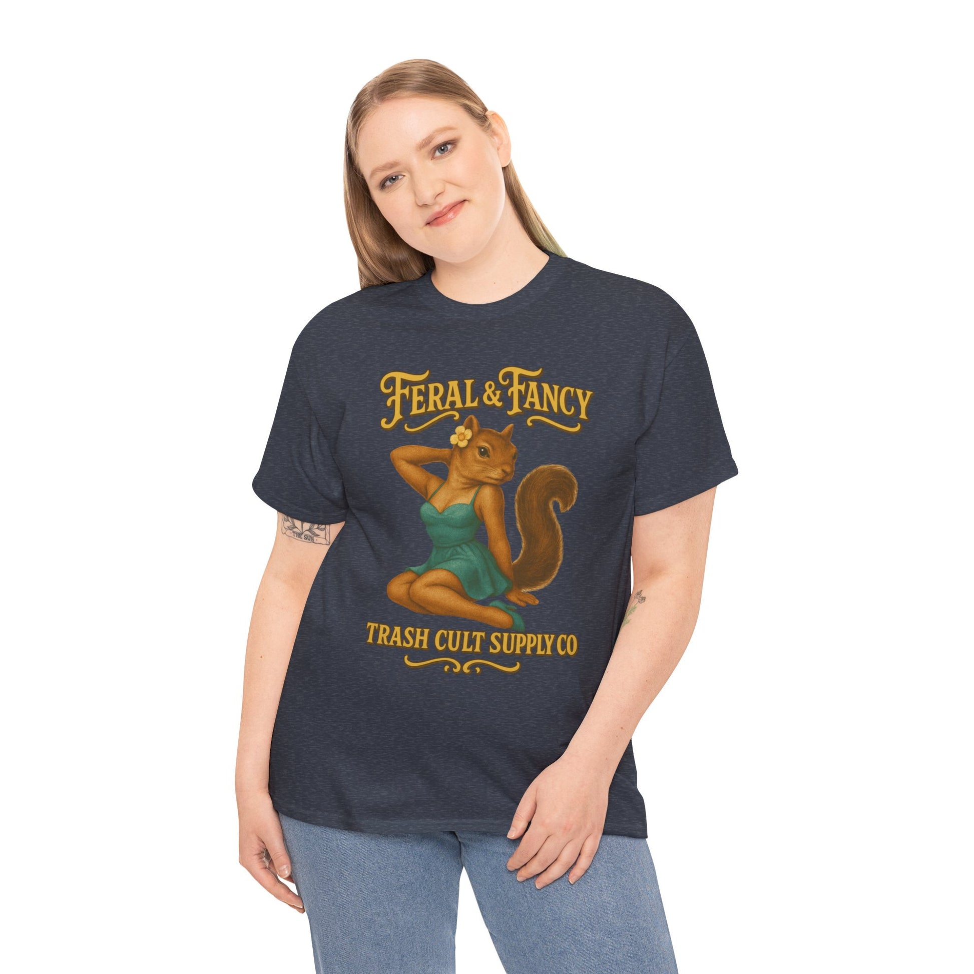 Feral & Fancy Pin-Up Squirrel Shirt – Vintage 1950s Style | Trash Cult Supply Co | Gildan 5000