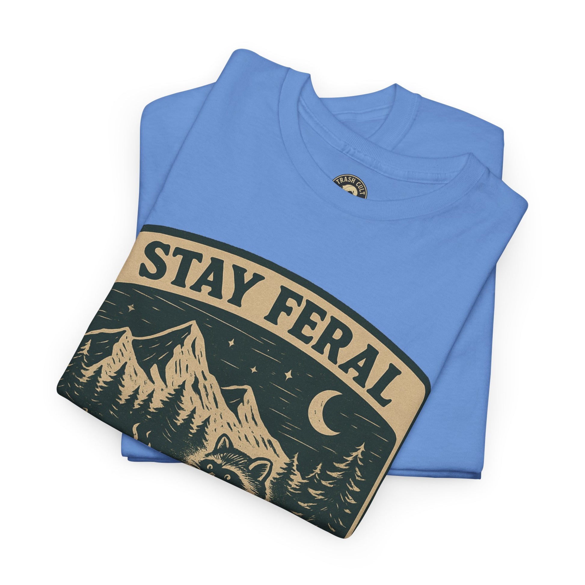 Stay Feral National Forest Shirt – Vintage Raccoon Camping Tee – Trash Cult Supply Co – Gildan 5000