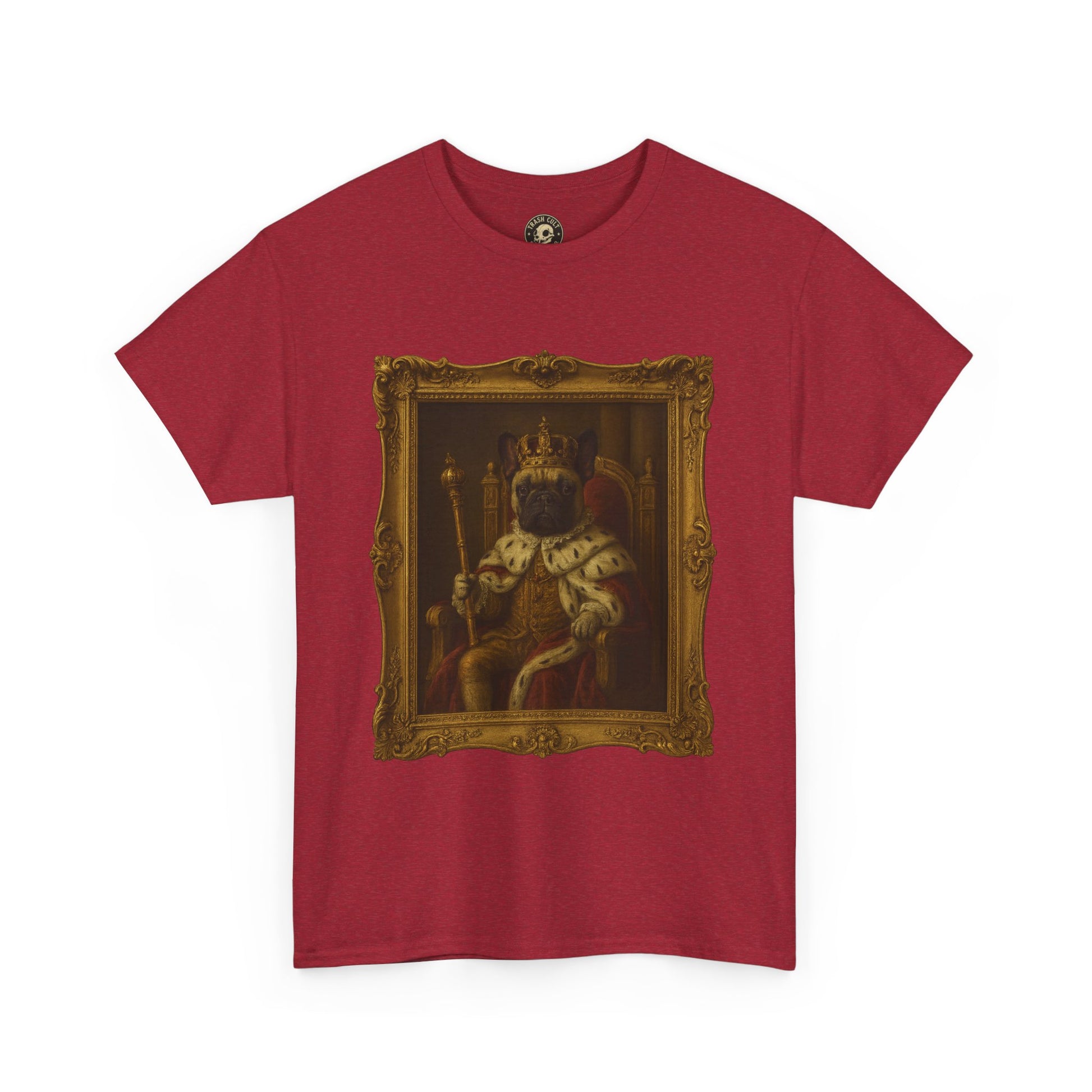 French Bulldog King Baroque Portrait Shirt – Funny Royal Dog Tee – Gildan 5000 Unisex Heavy Cotton