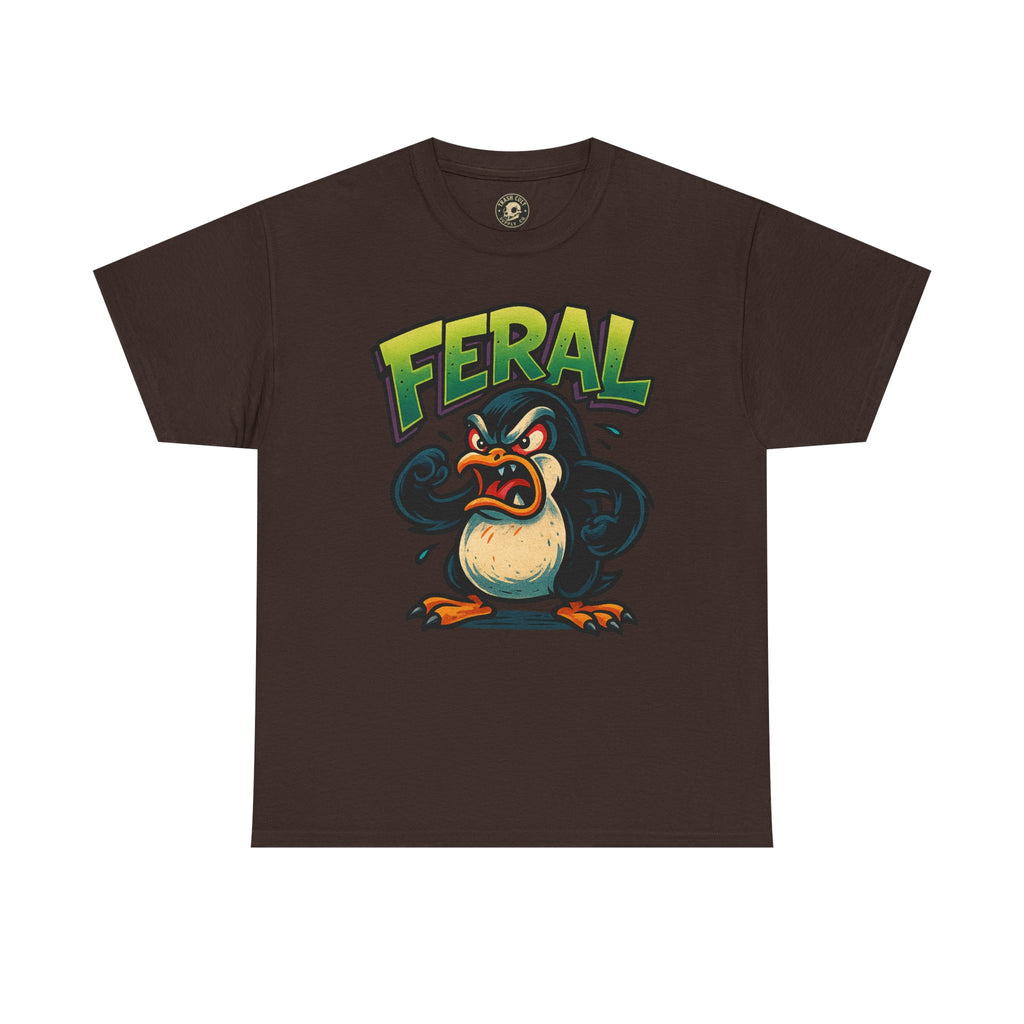 Feral Penguin T-Shirt – Funny Unisex Cotton Tee | Bold Animal Graphic Shirt, Quirky Gift Idea