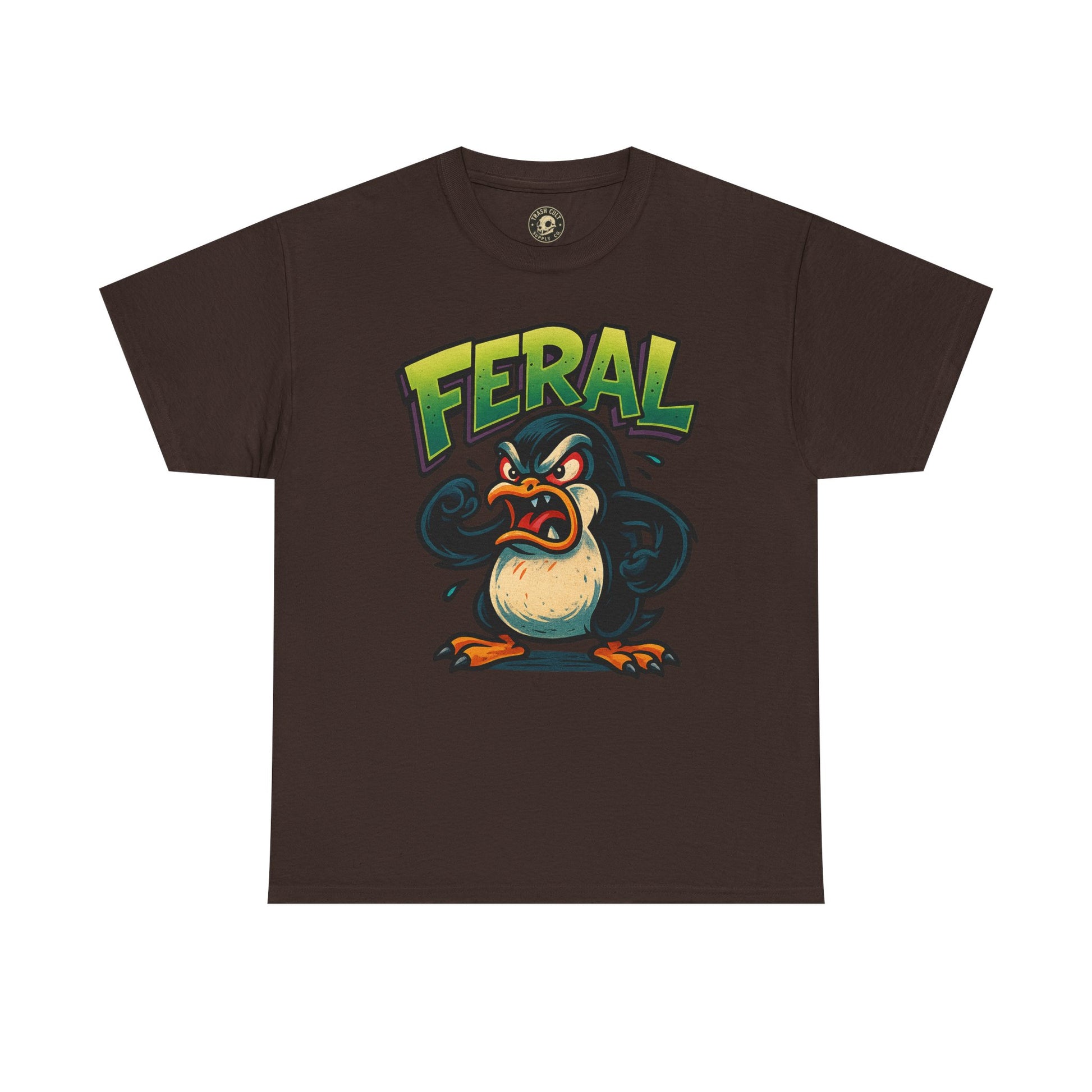 Feral Penguin T-Shirt – Funny Unisex Cotton Tee | Bold Animal Graphic Shirt, Quirky Gift Idea