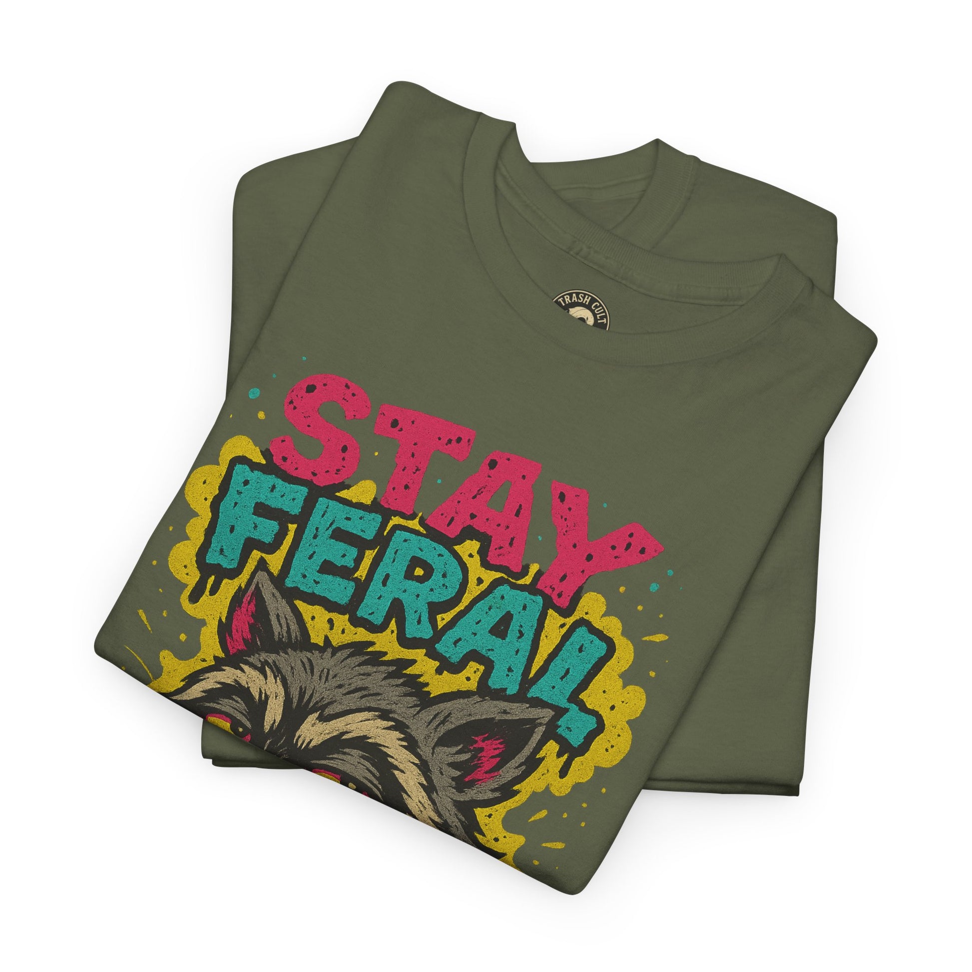 Stay Feral Raccoon Lowbrow Tee – Trash Cult Supply Co. | Gildan 5000