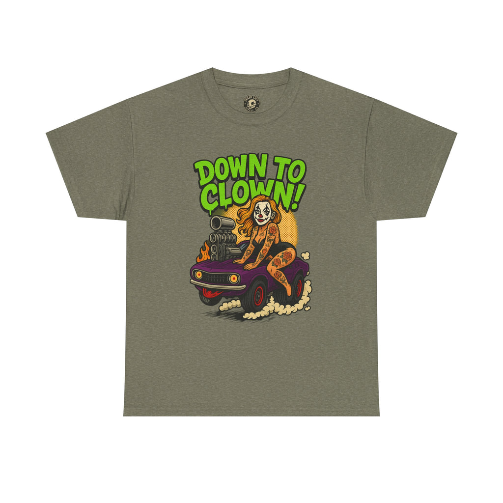 Unisex Graphic Tee | Down to Clown T-Shirt, Fun Statement Shirt, Casual Wear, Gift for Friends, Festivals, Halloween