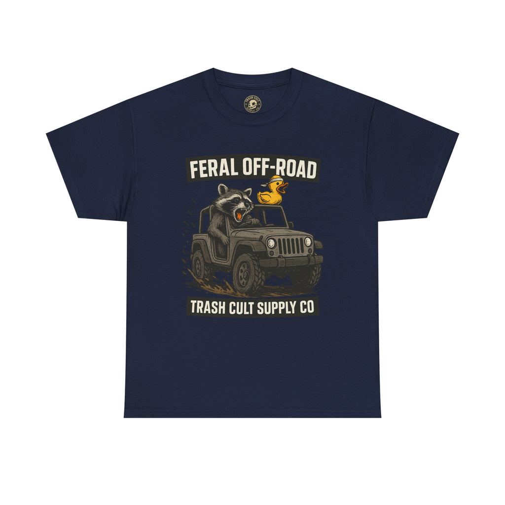 Feral Off-Road Raccoon Jeep Shirt – Mud Slinging Chaos | Trash Cult Supply Co | Gildan 5000 Tee