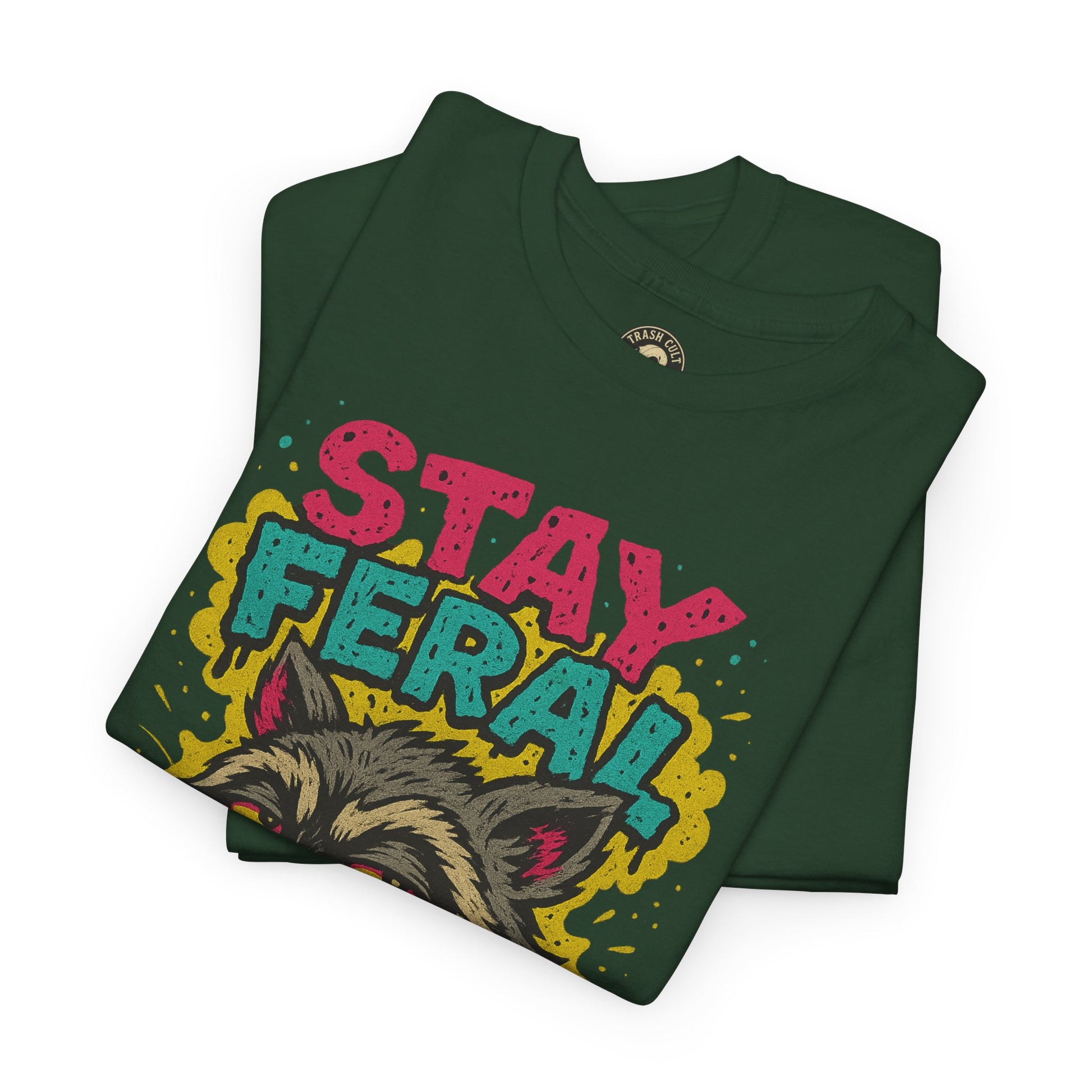 Stay Feral Raccoon Lowbrow Tee – Trash Cult Supply Co. | Gildan 5000