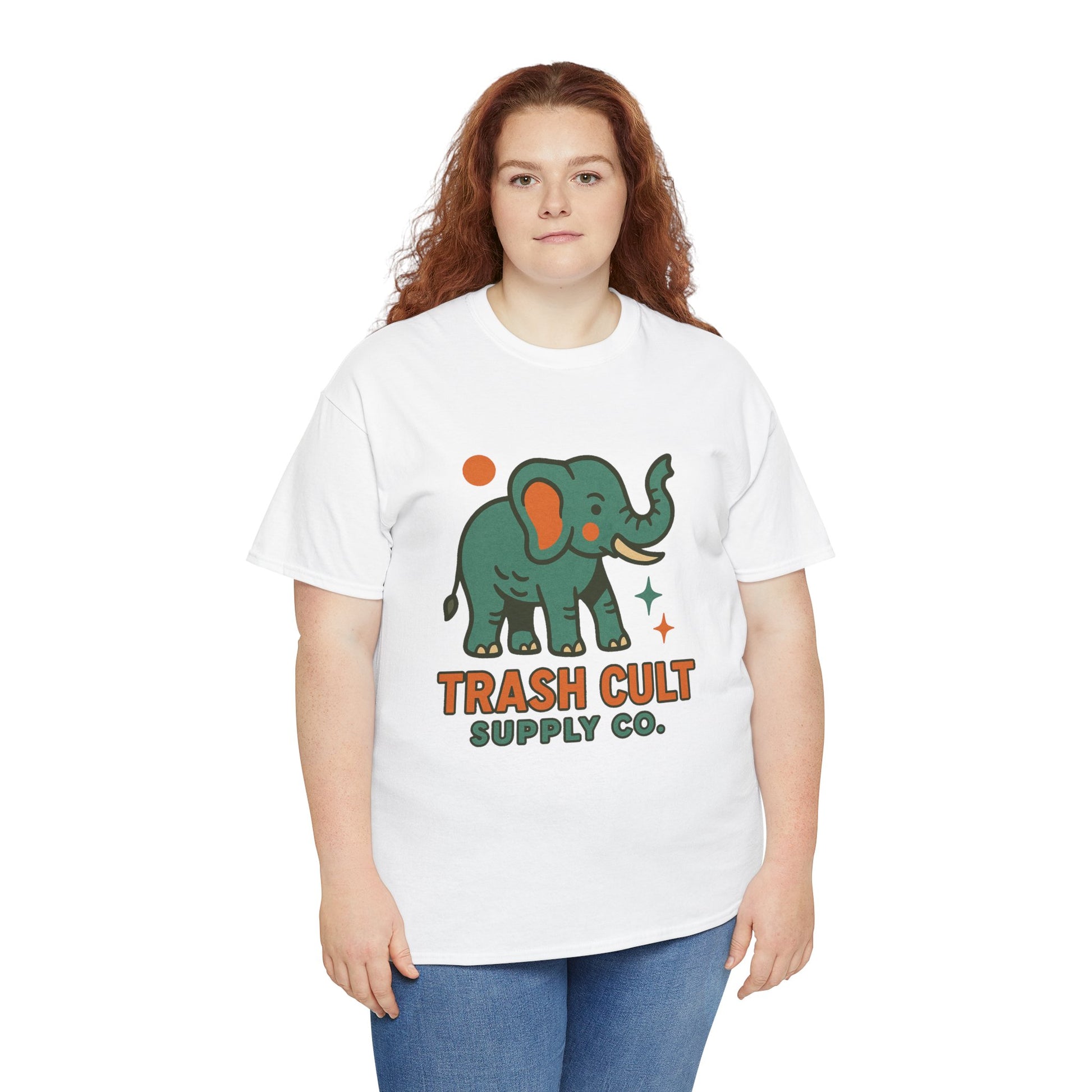 Trash Cult Elephant Unisex Heavy Cotton Tee, Eco-Friendly Shirt, Cool Casual Tee, Gift for Animal Lovers, Vintage Style T-Shirt