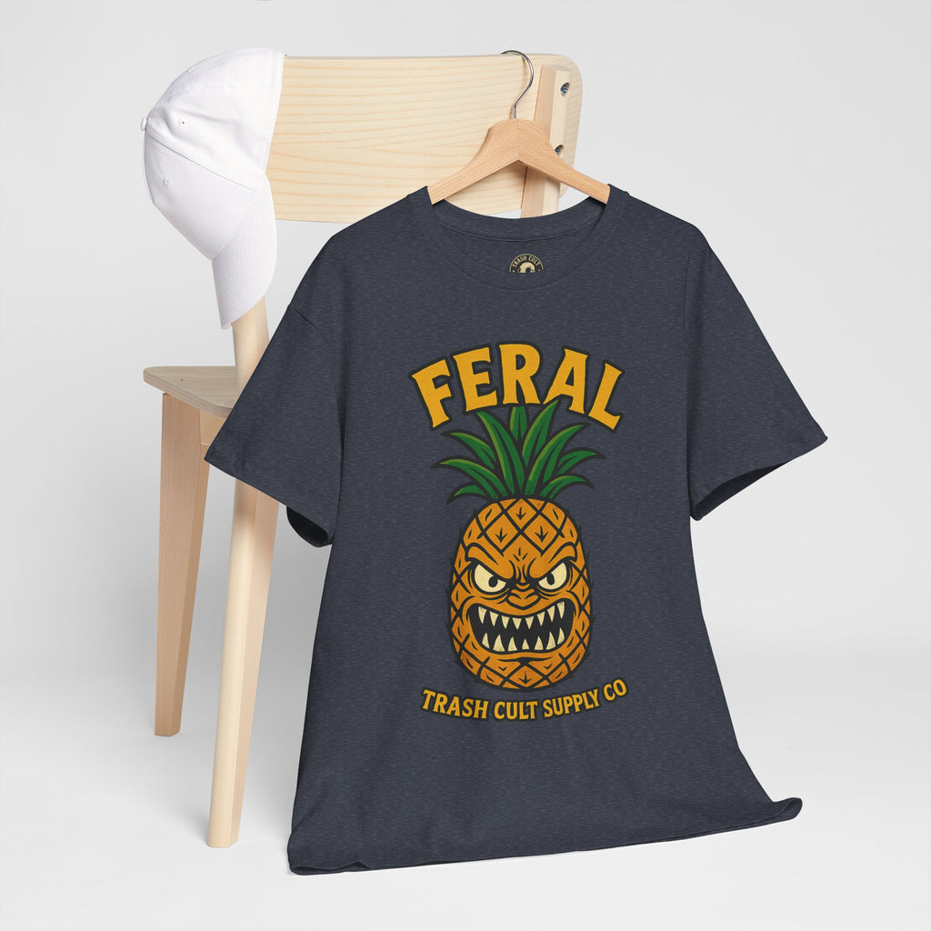 Feral Evil Pineapple Shirt – Aggressive Fruit Trashcore Tee – Gildan 5000 Unisex