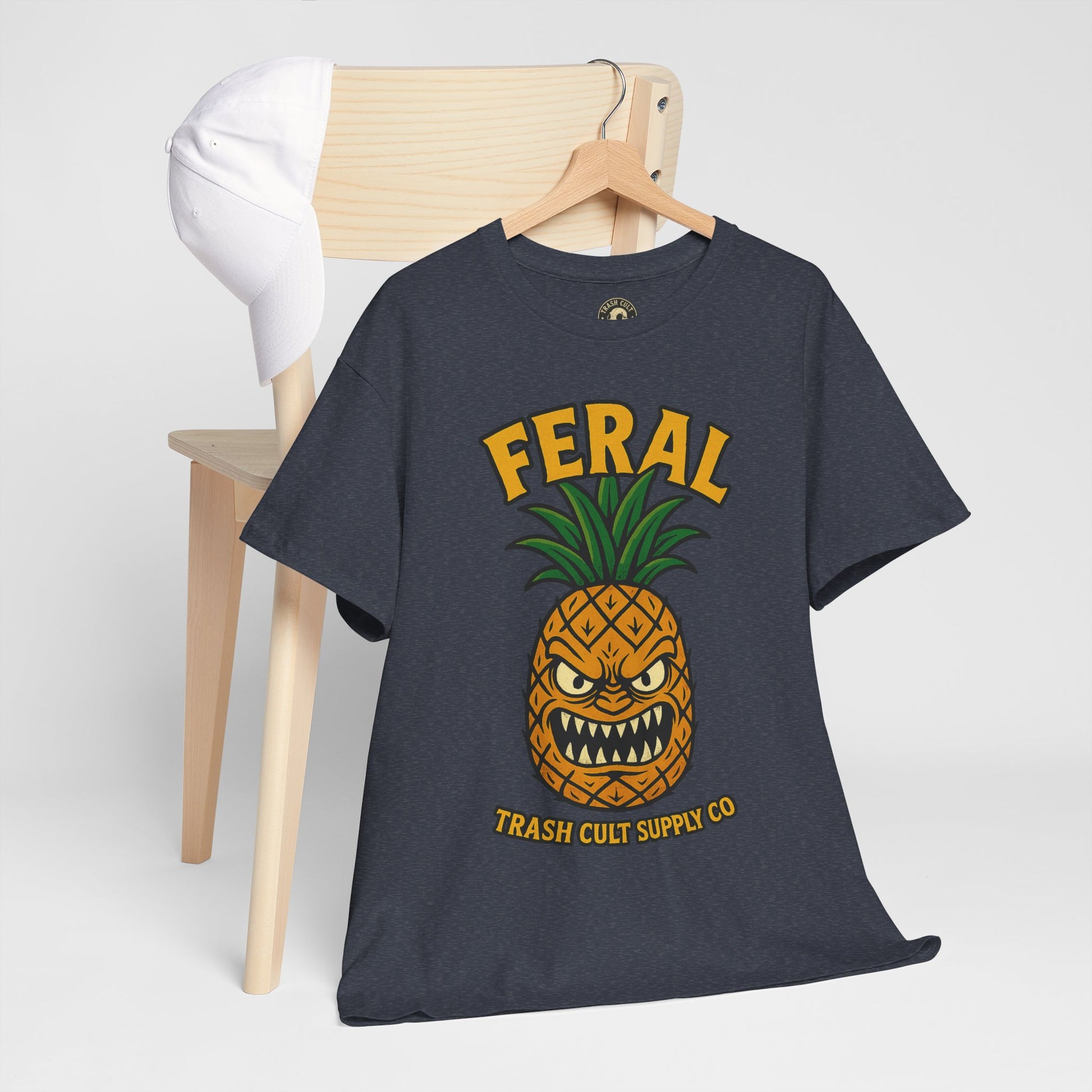 Feral Evil Pineapple Shirt – Aggressive Fruit Trashcore Tee – Gildan 5000 Unisex