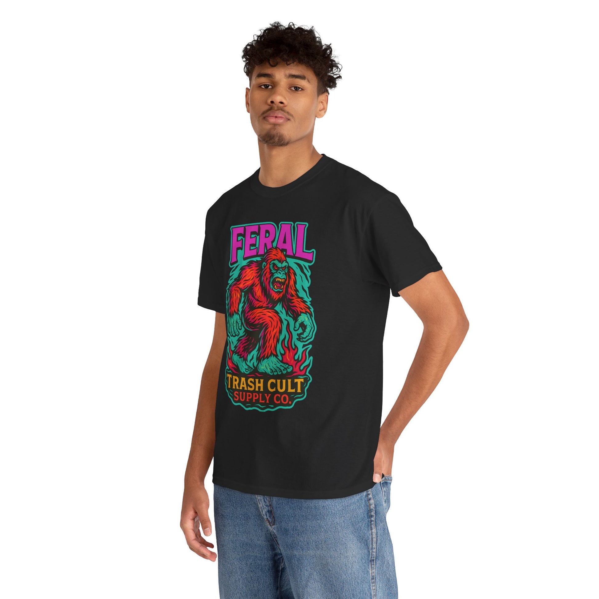 FERAL Bigfoot Shirt – Trashcore Bold Colors | Trash Cult Supply Co | Gildan 5000 Tee